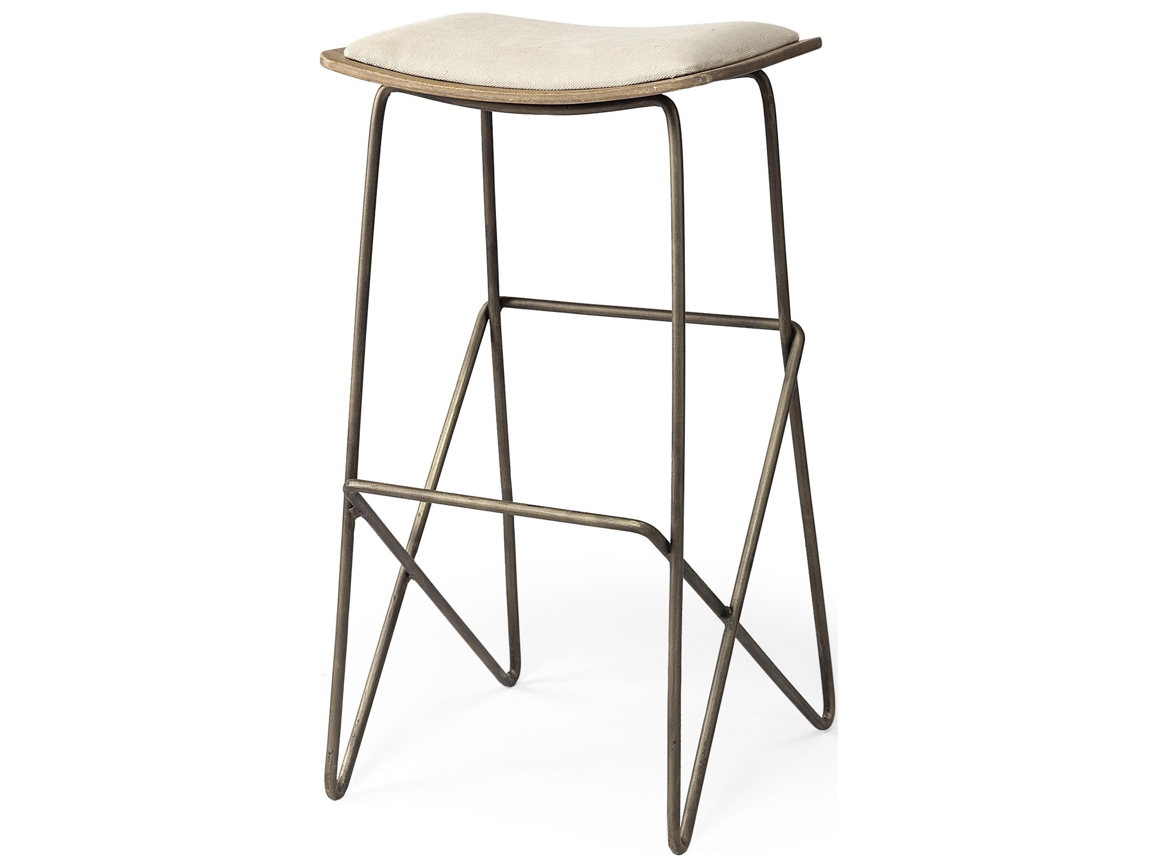 Katniss 30" Total Height Cream Fabric Seat Gold Metal Frame Bar Stool