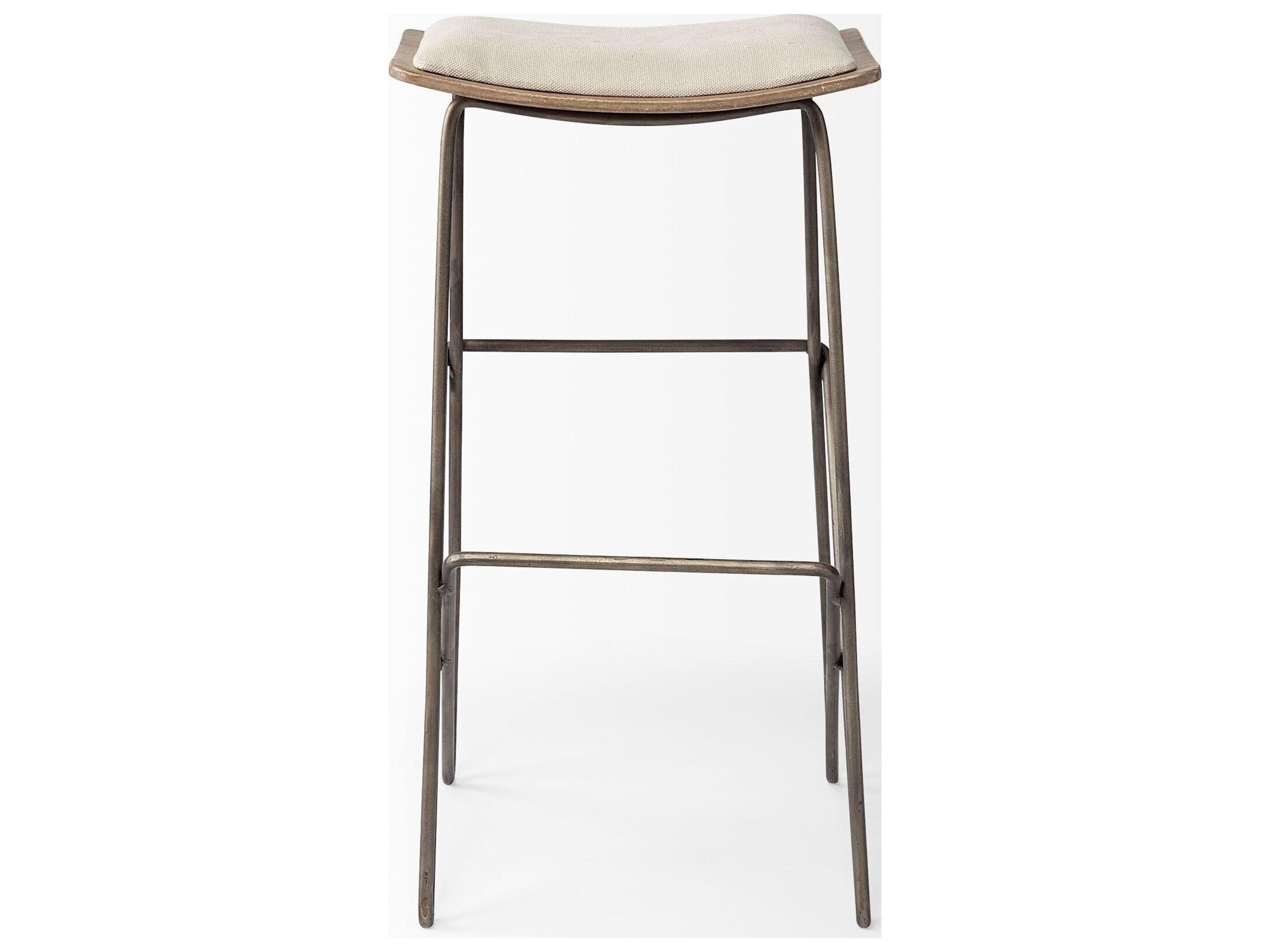 Mercana Katniss 30" Total Height Cream Fabric Seat Gold Metal Frame Bar Stool