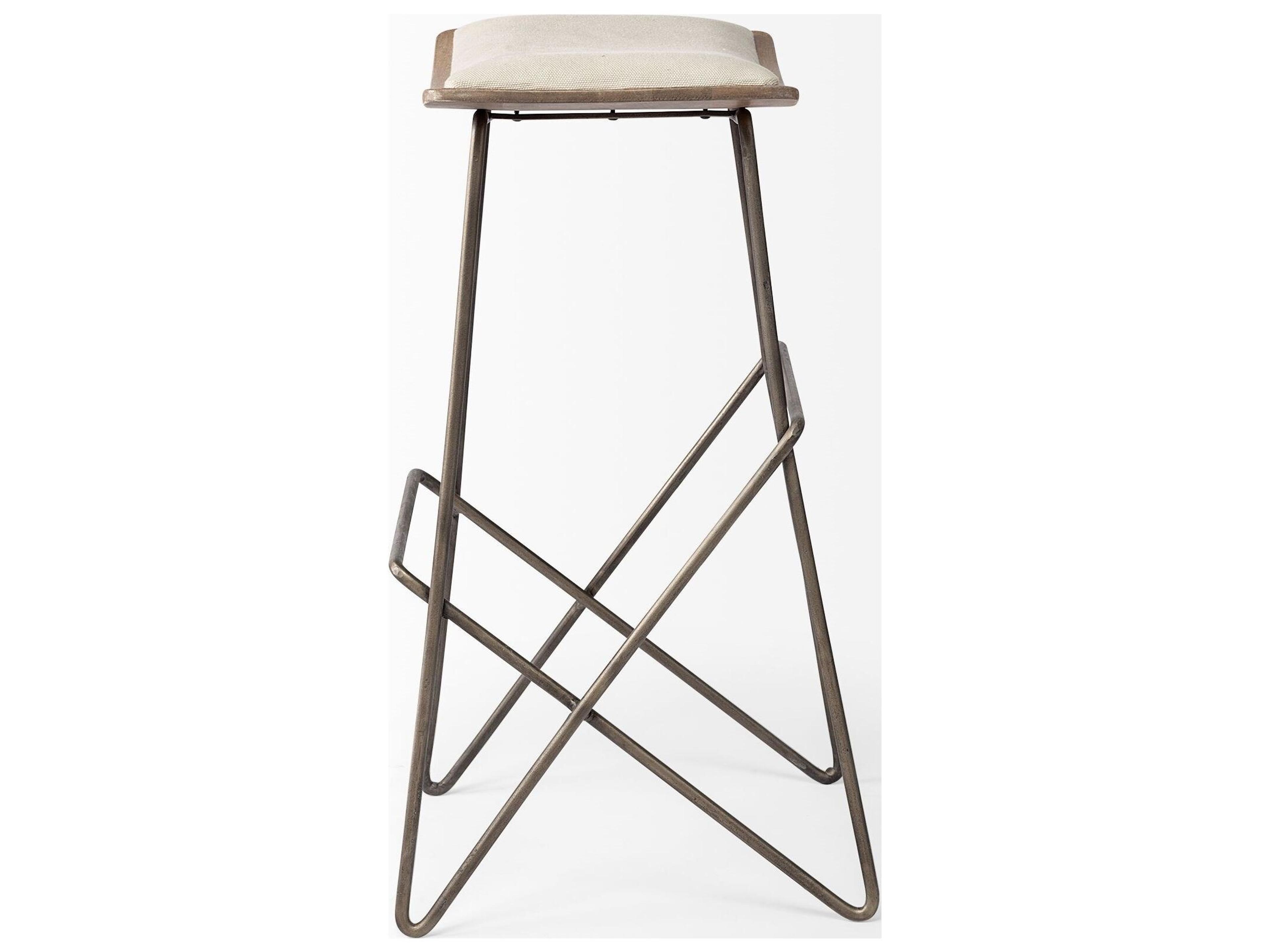 Mercana Katniss 30" Total Height Cream Fabric Seat Gold Metal Frame Bar Stool