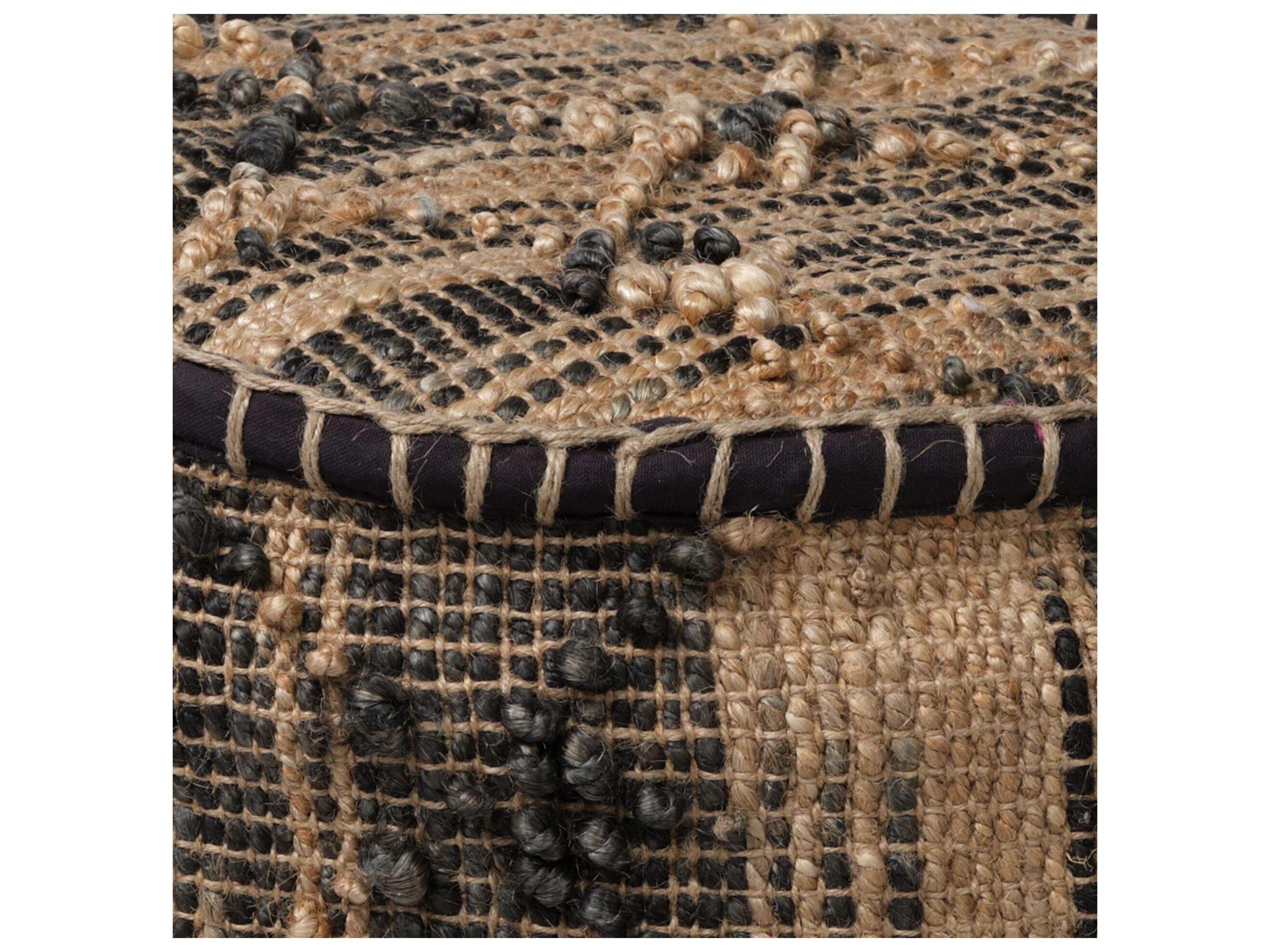 Mercana Riley Tan Jute Popcorn Stich Cylindrical Pouf