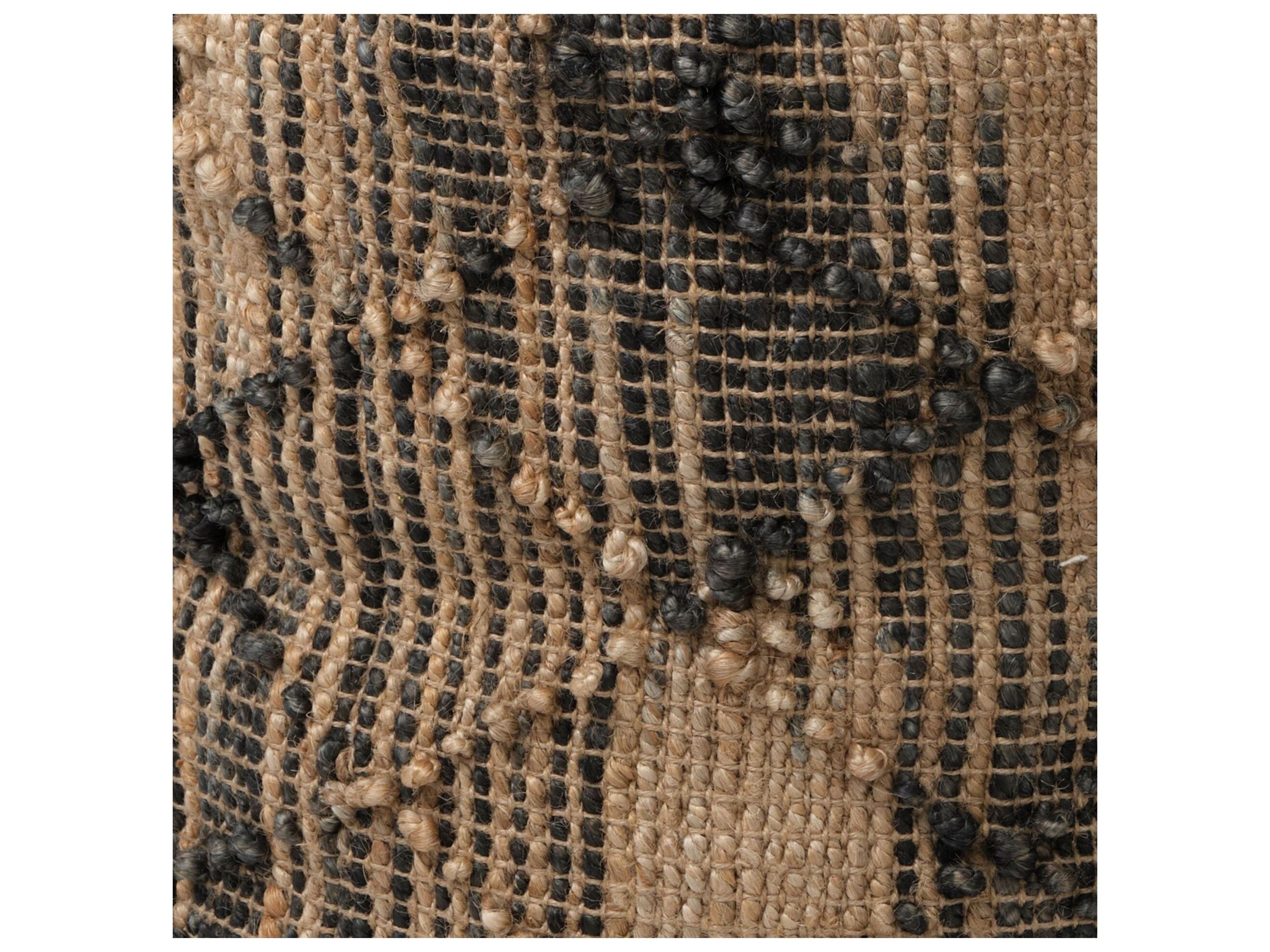 Mercana Riley Tan Jute Popcorn Stich Cylindrical Pouf