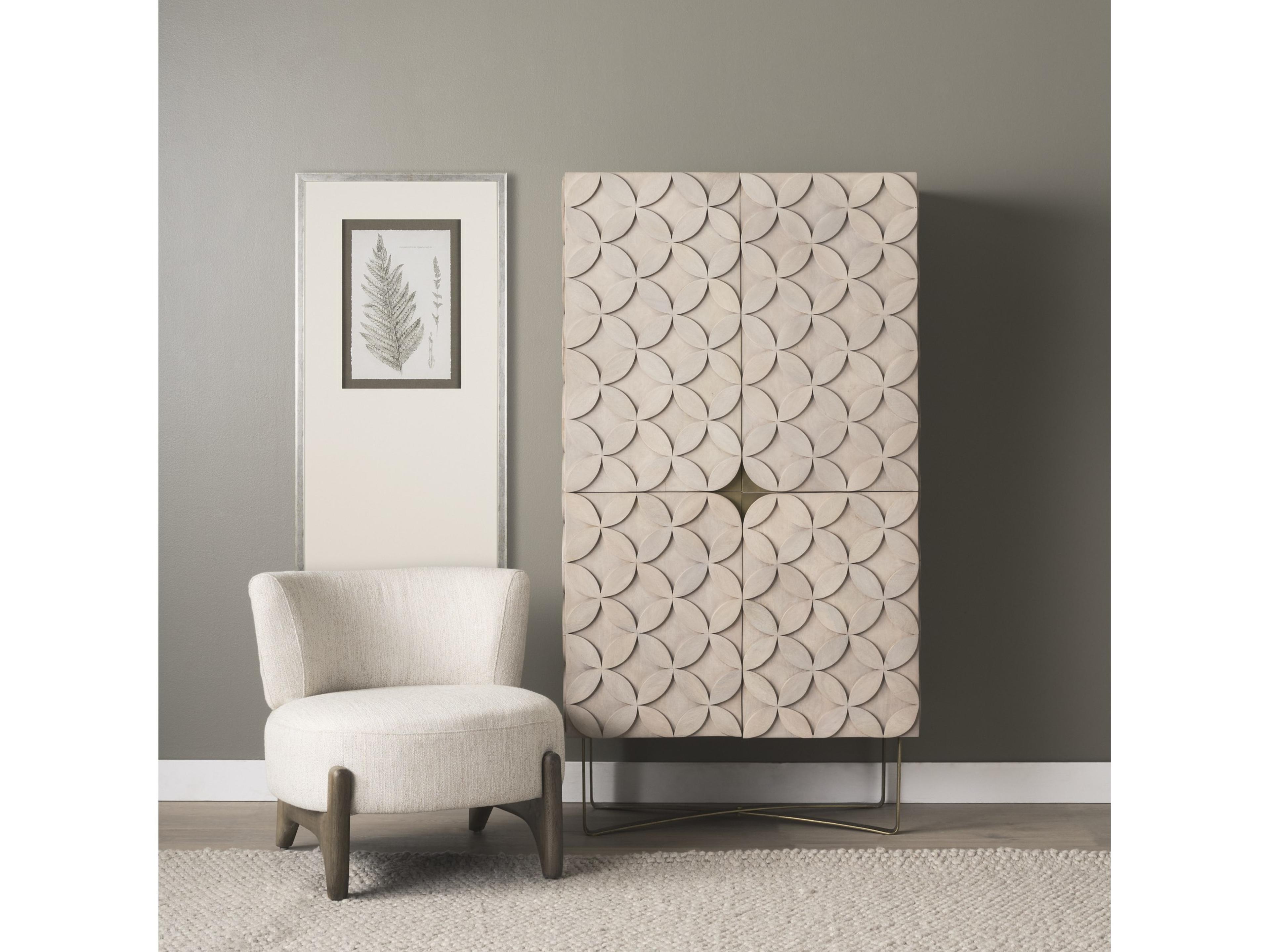 Mercana Excelsior II 68.1" H Light Brown Wood Gold Iron Base Storage Cabinet