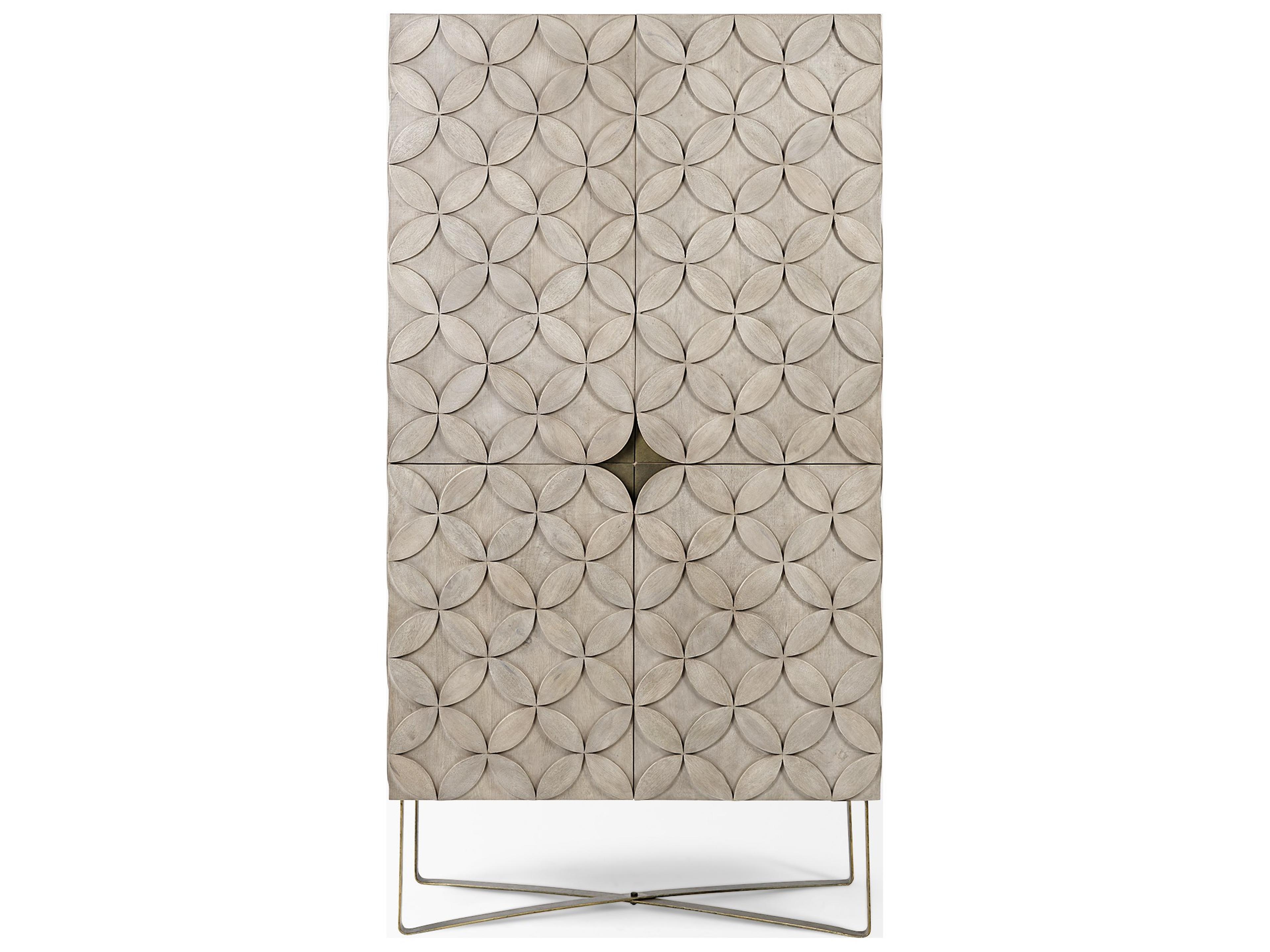 Mercana Excelsior II 68.1" H Light Brown Wood Gold Iron Base Storage Cabinet