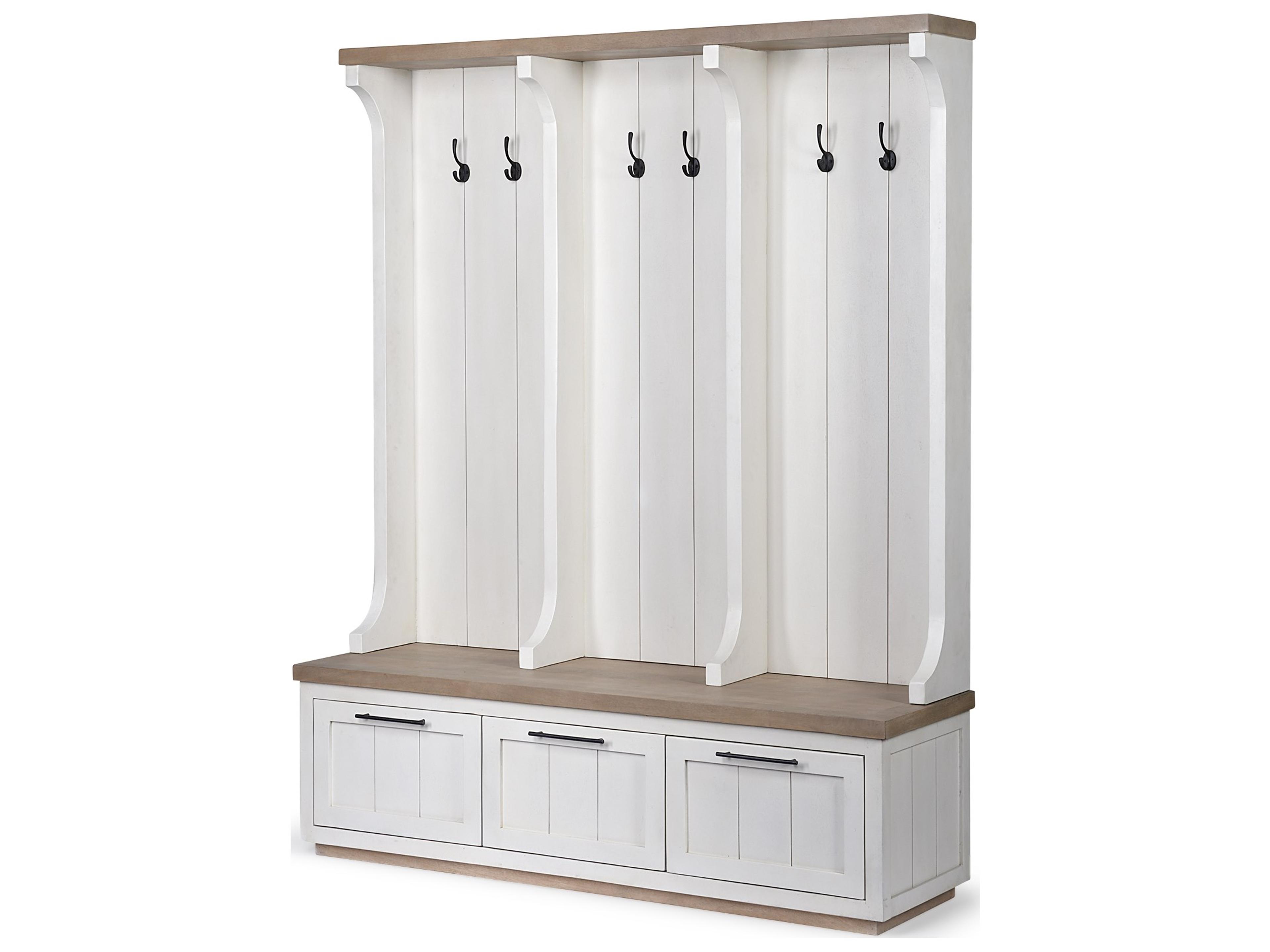 Fairview IV 61L x 17W White And Brown Wood With Storage Hall Tree