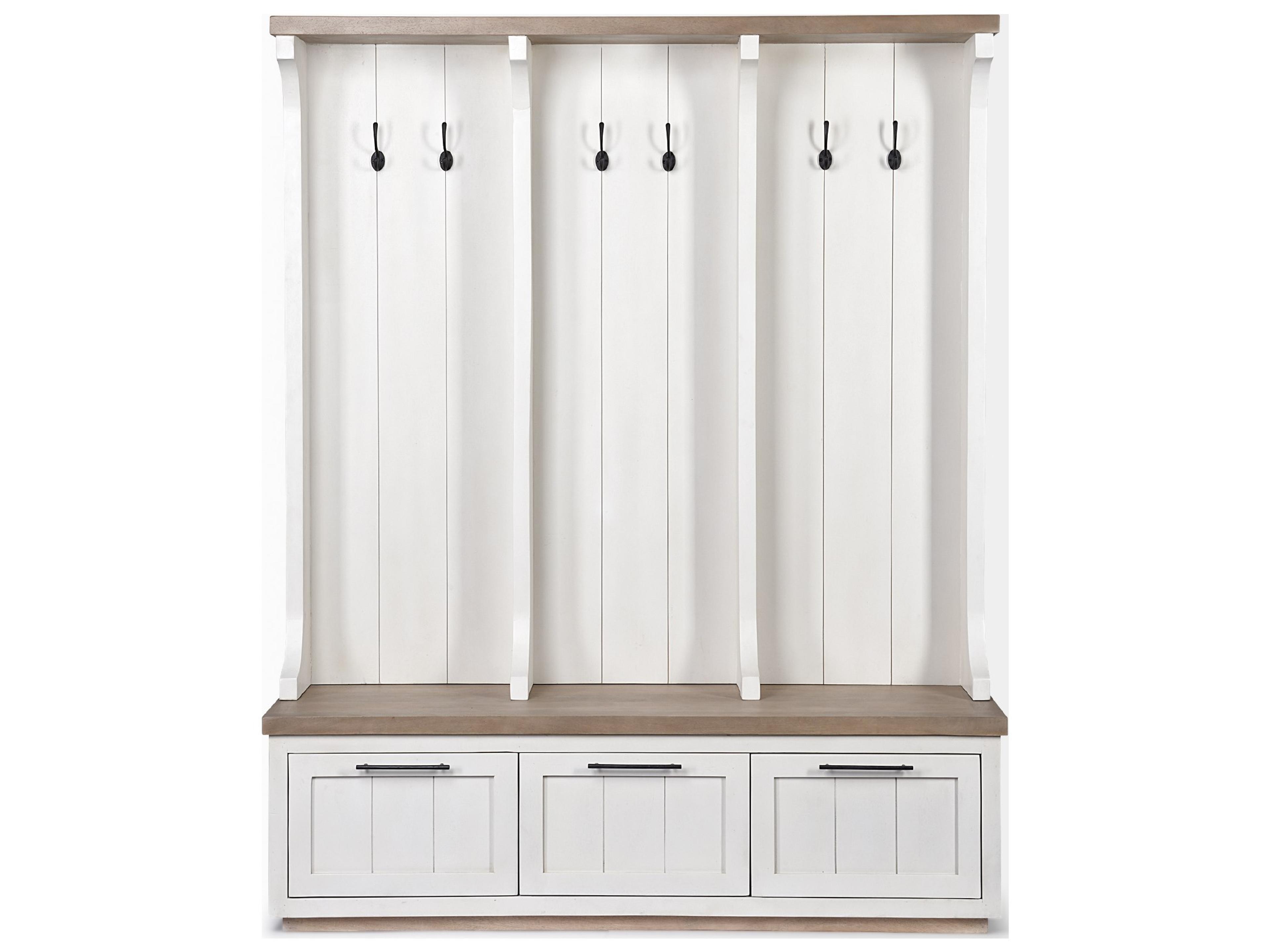 Mercana Fairview IV 61L x 17W White And Brown Wood With Storage Hall Tree