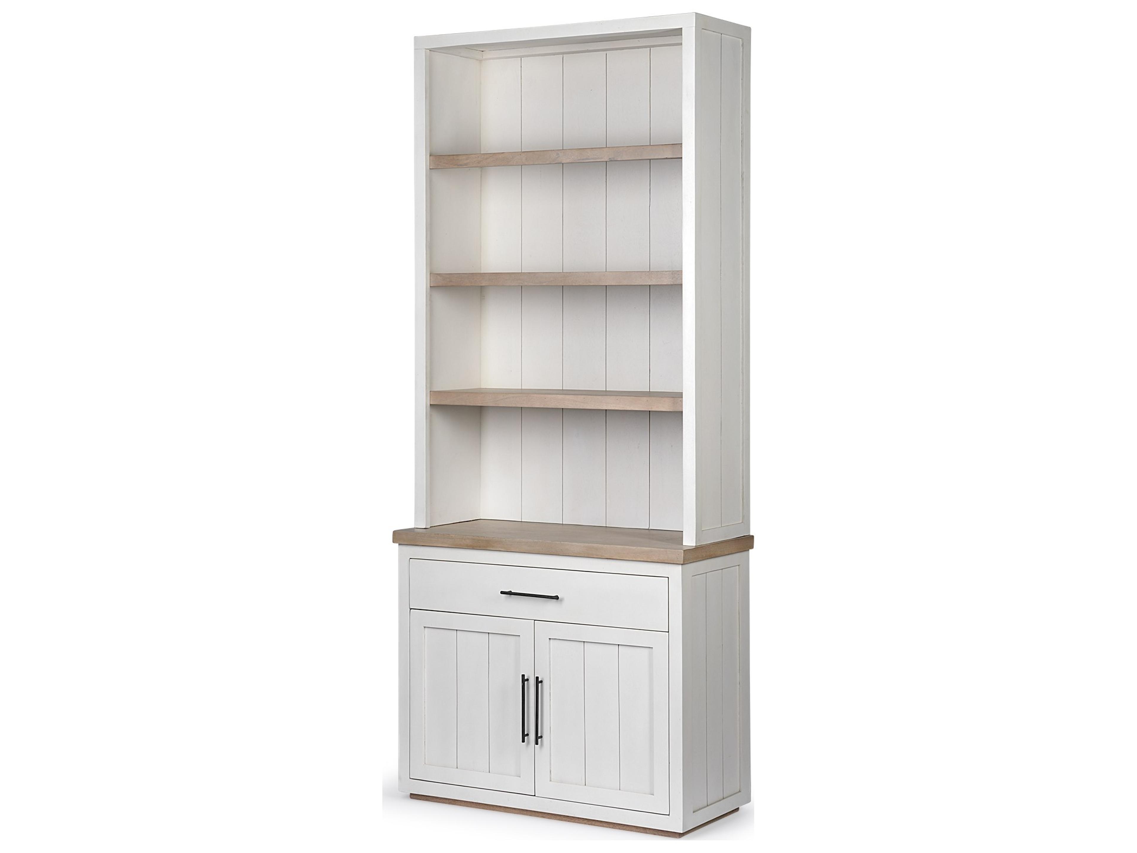 Fairview I  White and Medium Brown Wood Three Shelf Shelving Unit