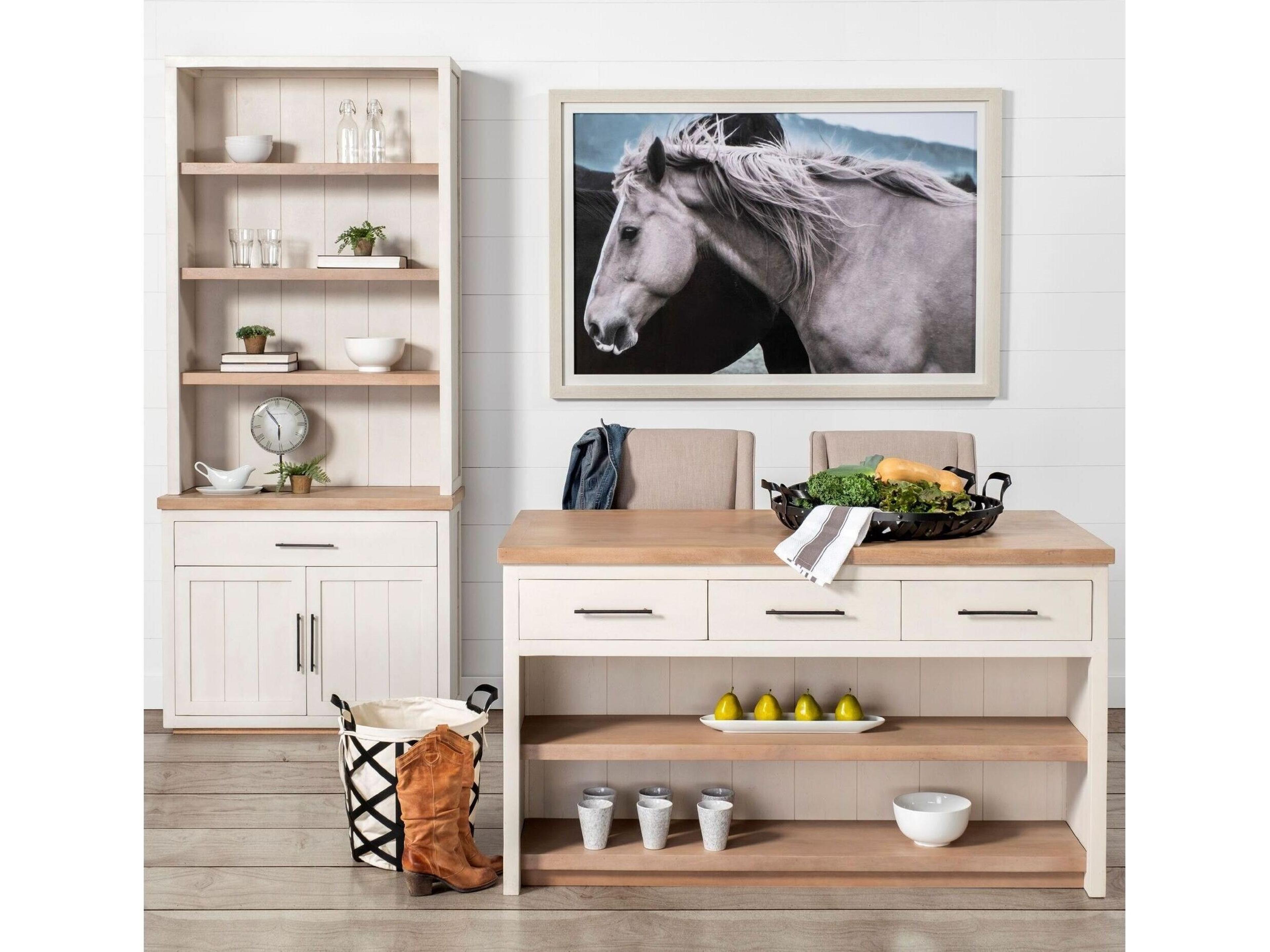 Mercana Fairview I  White and Medium Brown Wood Three Shelf Shelving Unit