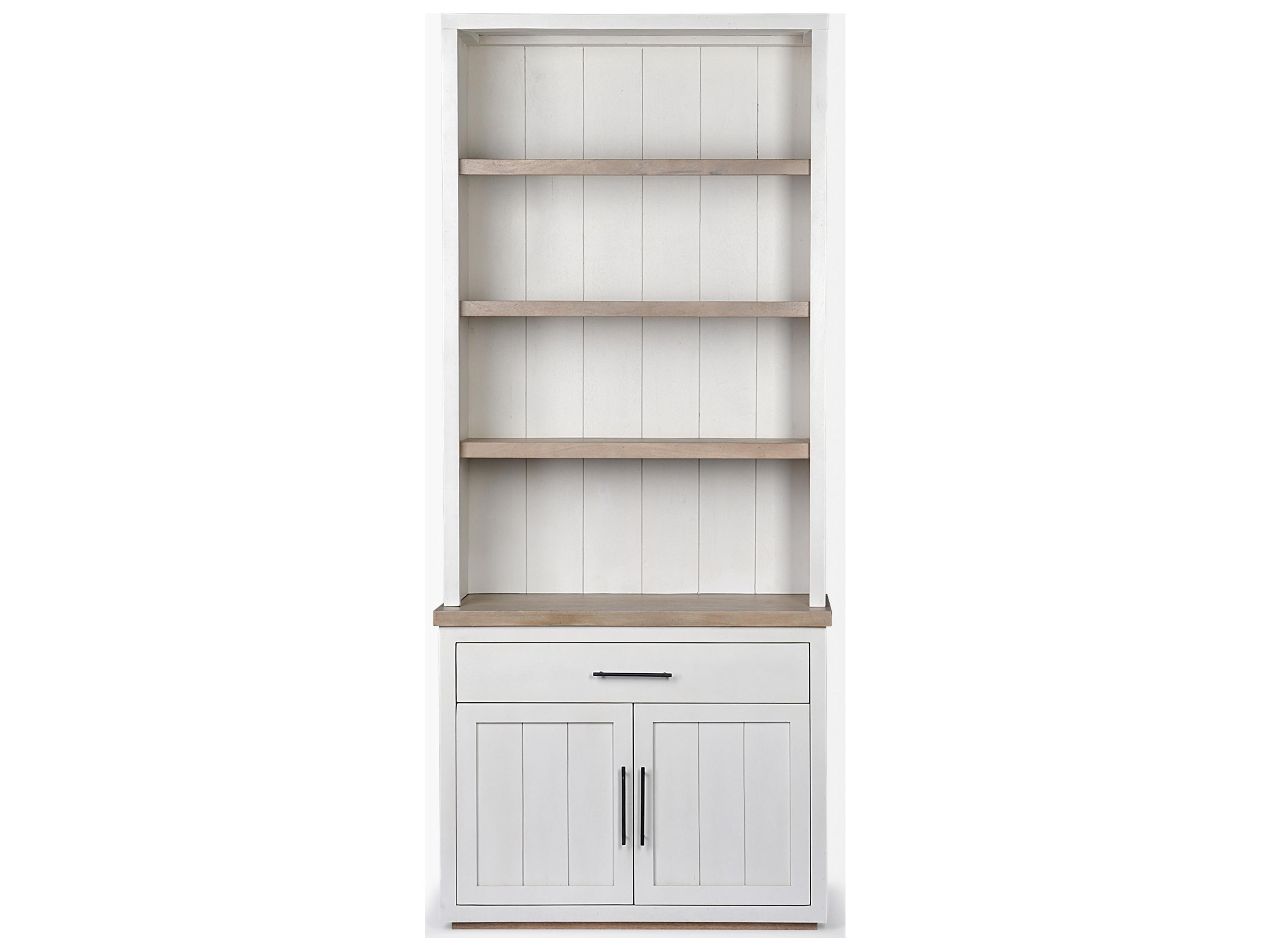 Mercana Fairview I  White and Medium Brown Wood Three Shelf Shelving Unit