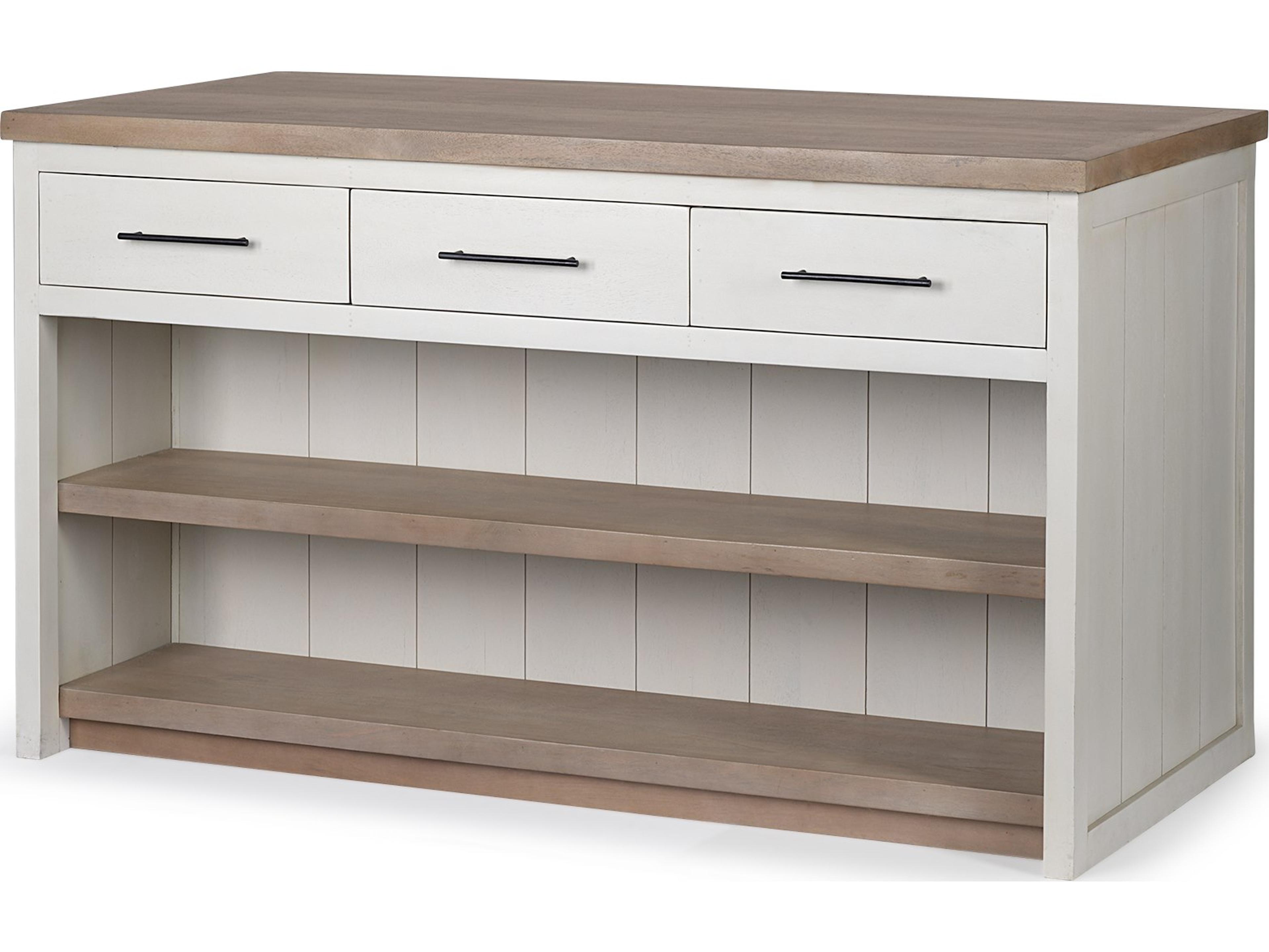 Fairview II White and Brown Two-Tone Stain Solid Wood Kitchen Island