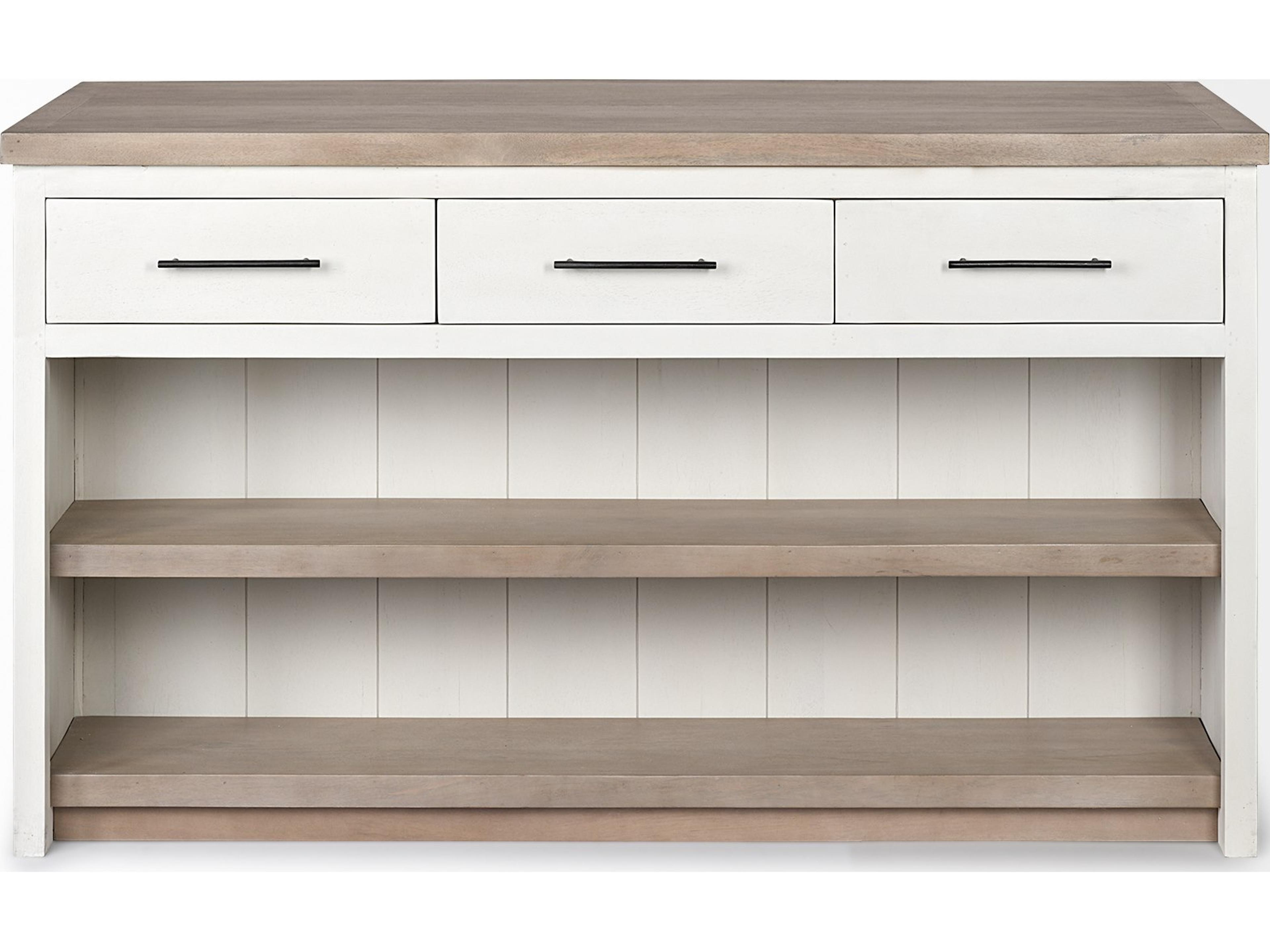 Mercana Fairview II White and Brown Two-Tone Stain Solid Wood Kitchen Island