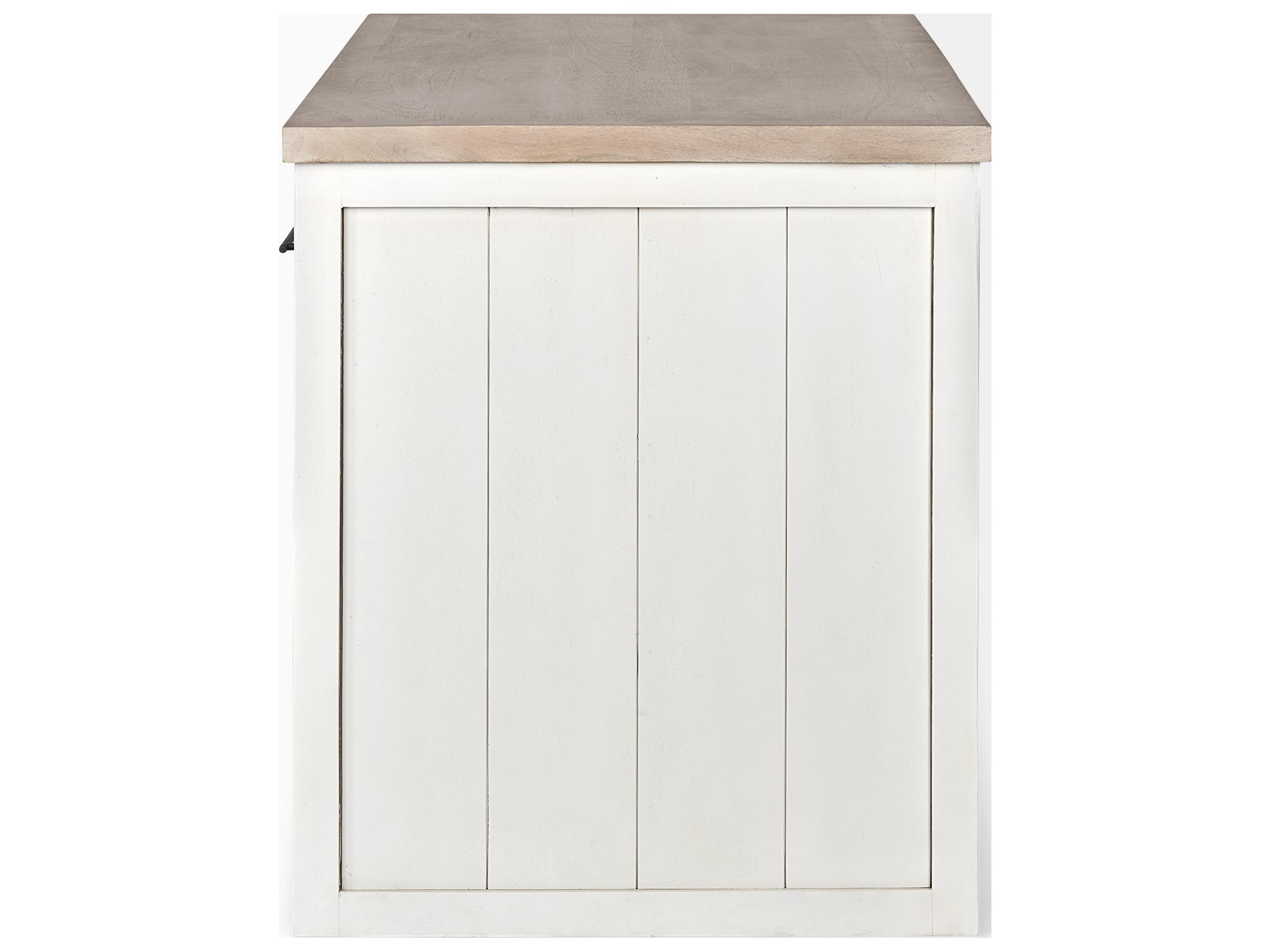 Mercana Fairview II White and Brown Two-Tone Stain Solid Wood Kitchen Island