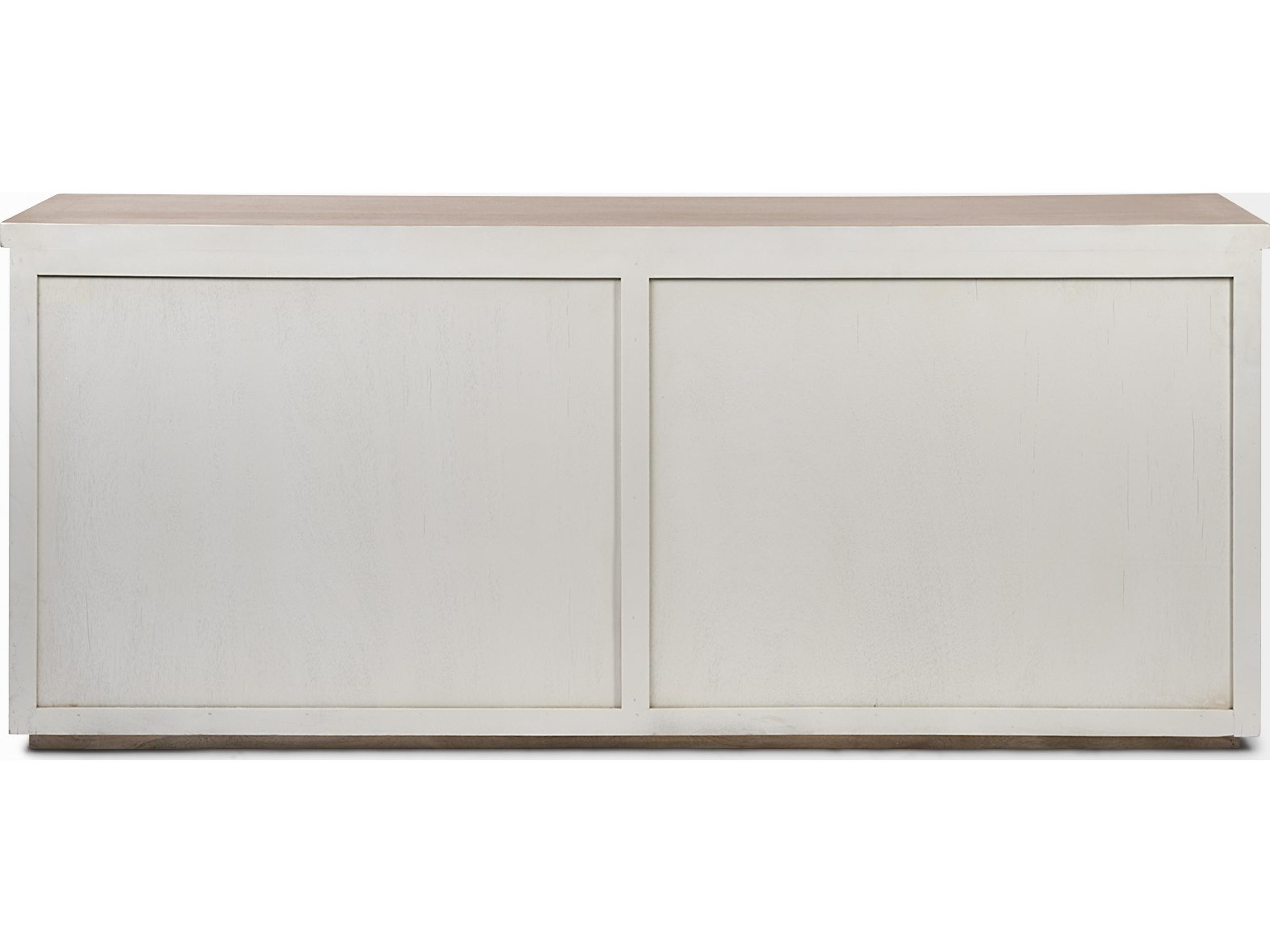 Mercana Fairview III Solid Wood Brown Top & White Frame 4 Cabinet Door Sideboard