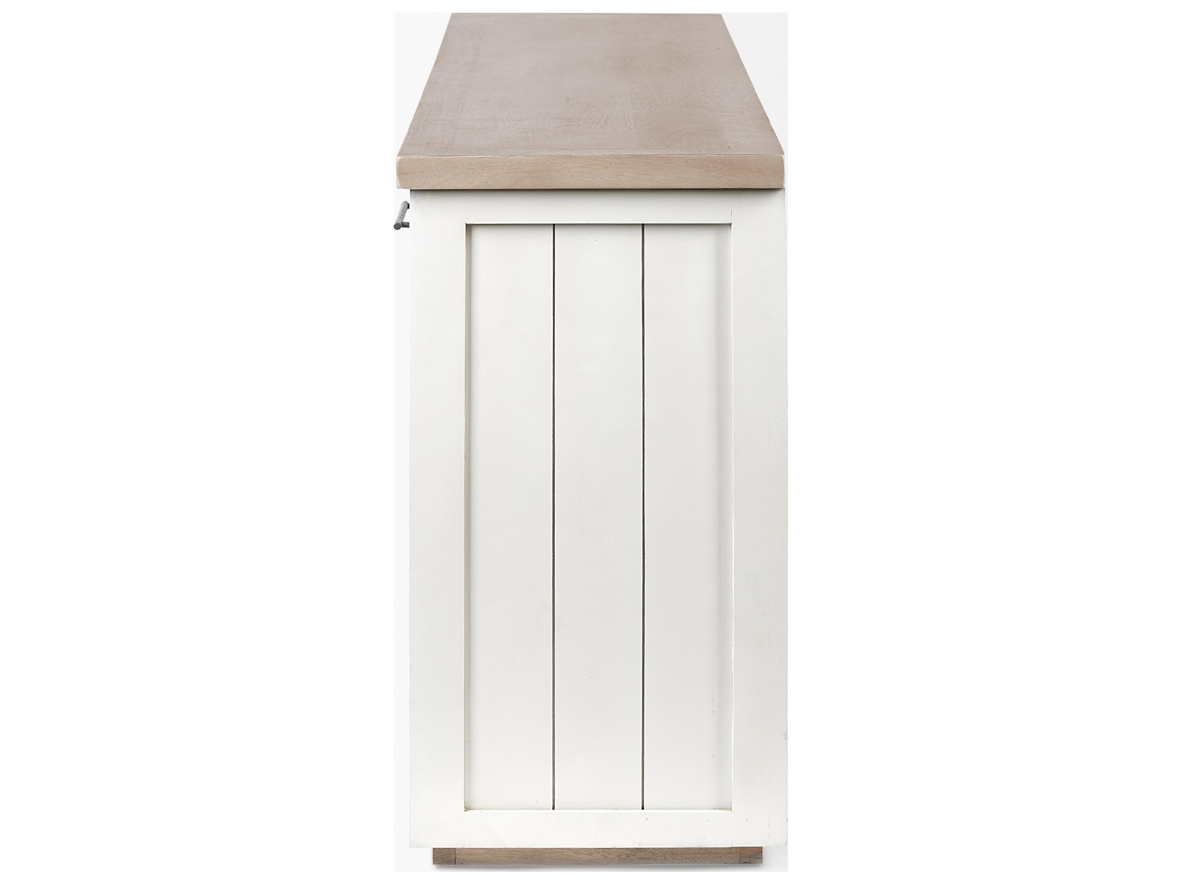 Mercana Fairview III Solid Wood Brown Top & White Frame 4 Cabinet Door Sideboard