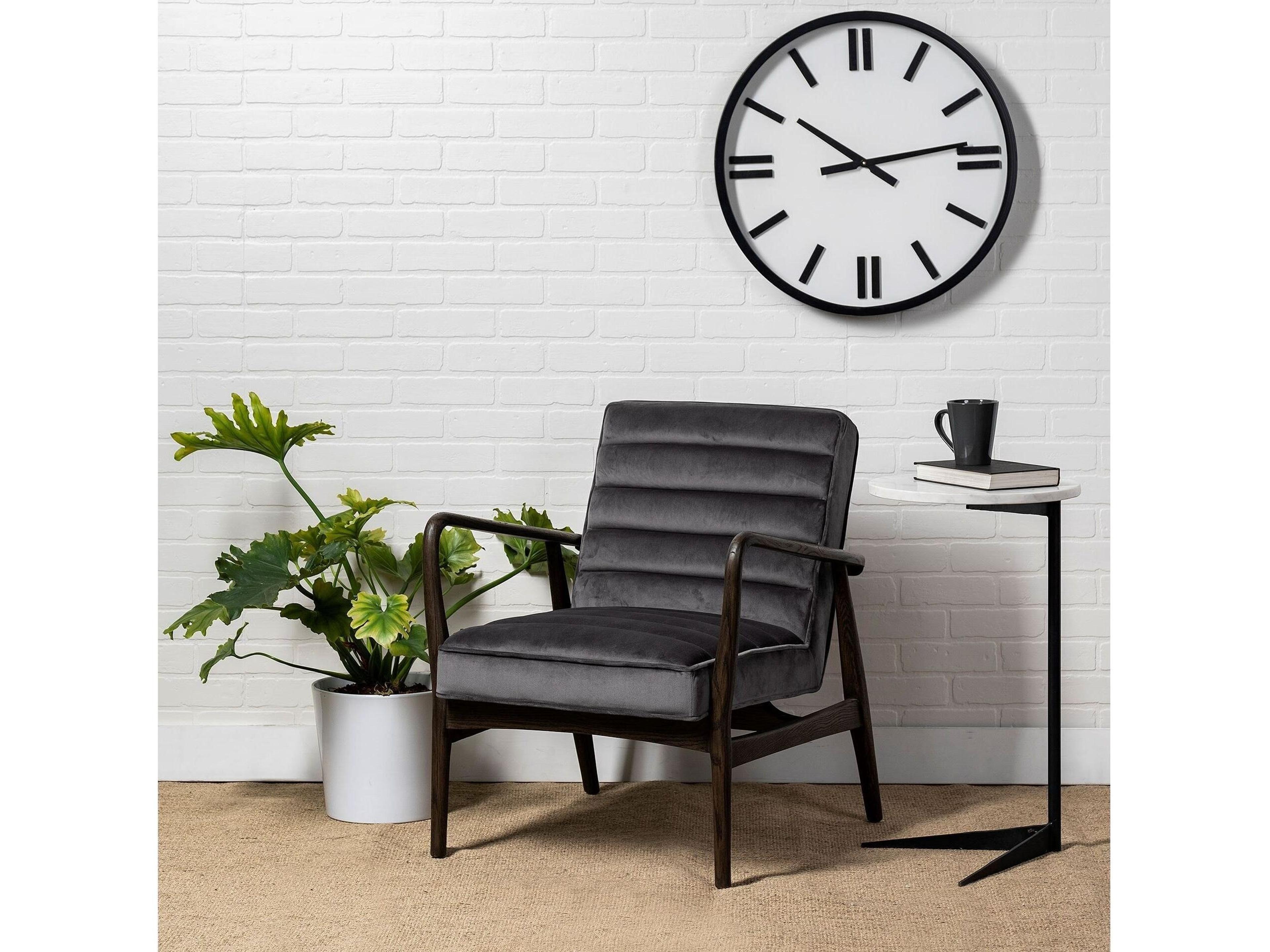 Mercana Ballatine II 15L x 15W x 27L White Marble Round Top White w/ Black Metal Base Accent Table