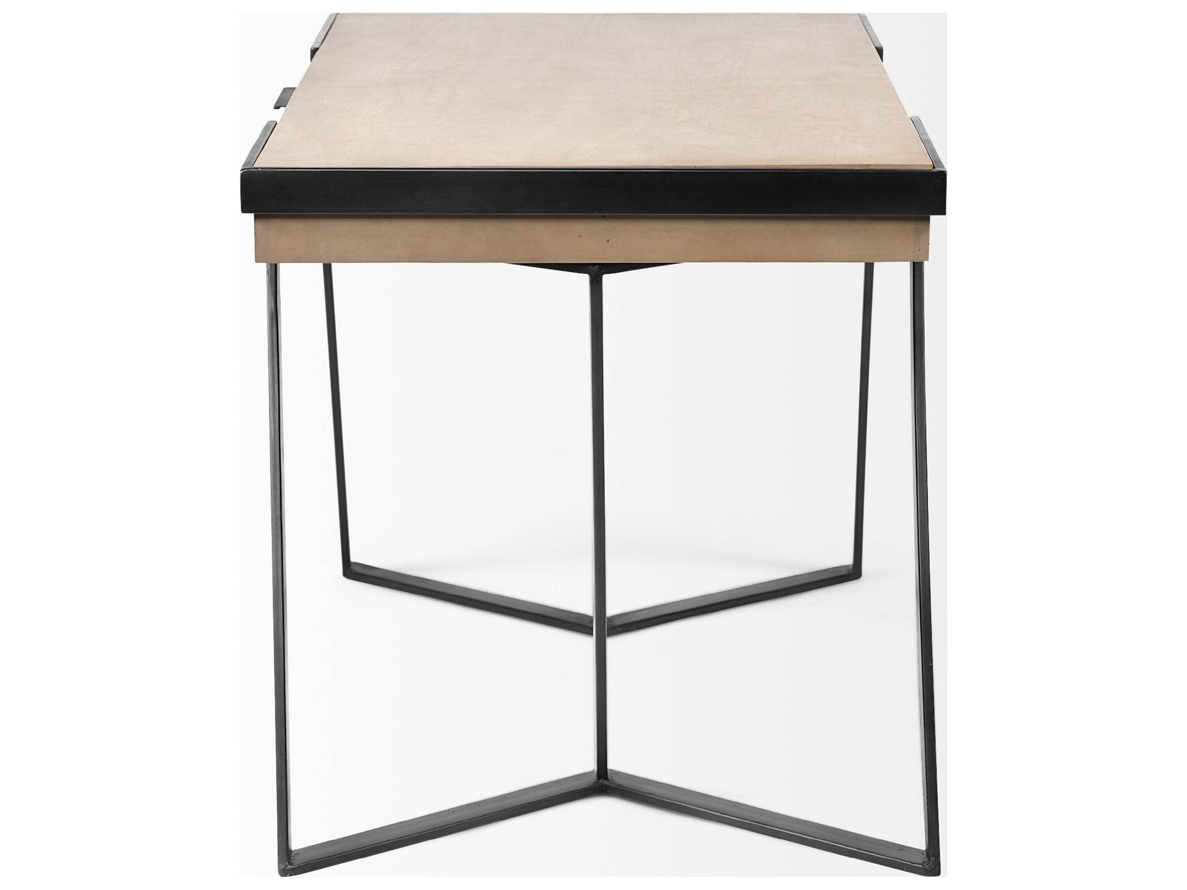 Mercana Steinbeck 61L x 28.75W x 30H Light Brown Wooden Iron Frame Office Desk