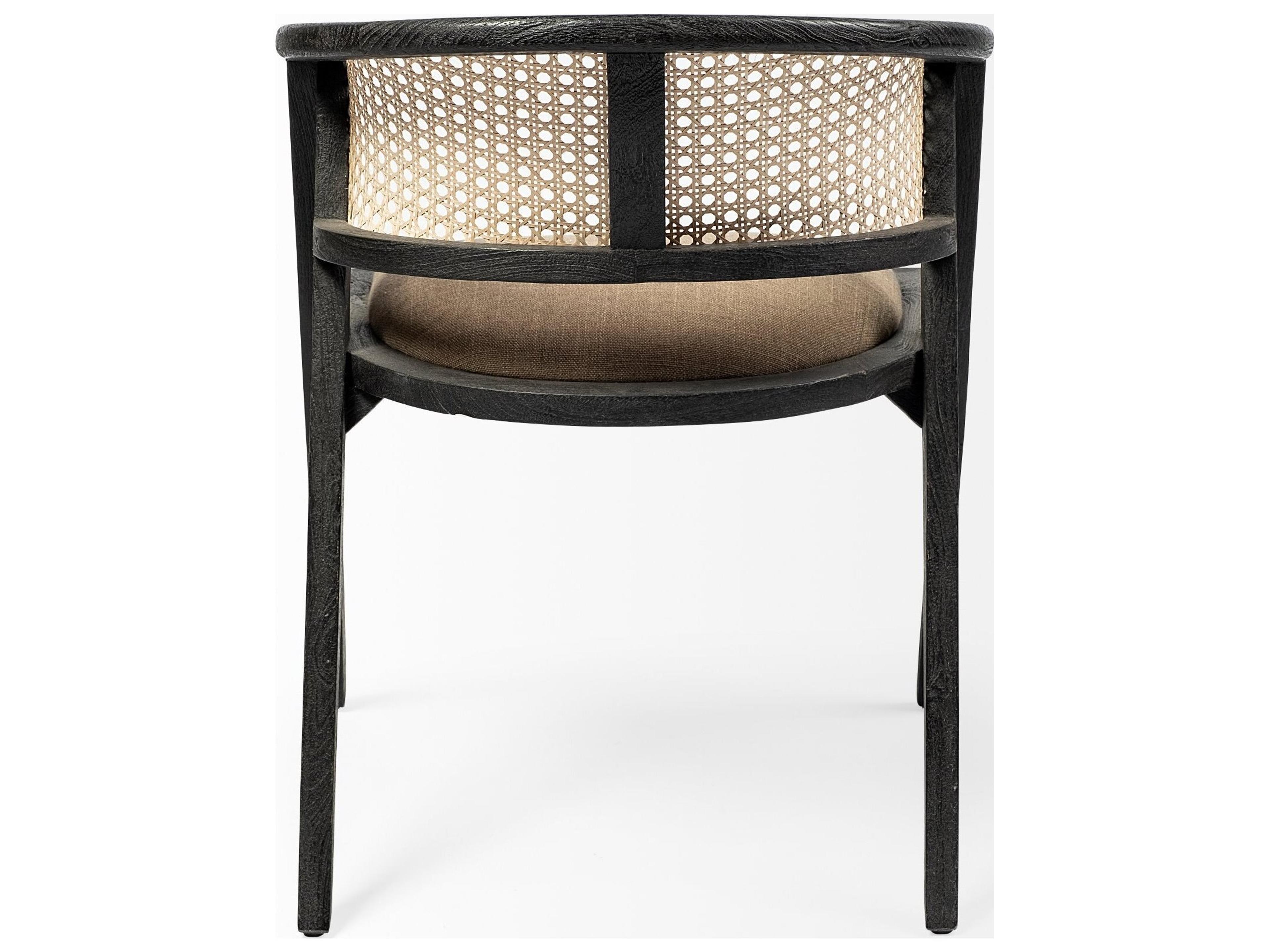 Mercana Tabitha I Black Wooden Frame Linen Wrap Seat Dining Chair