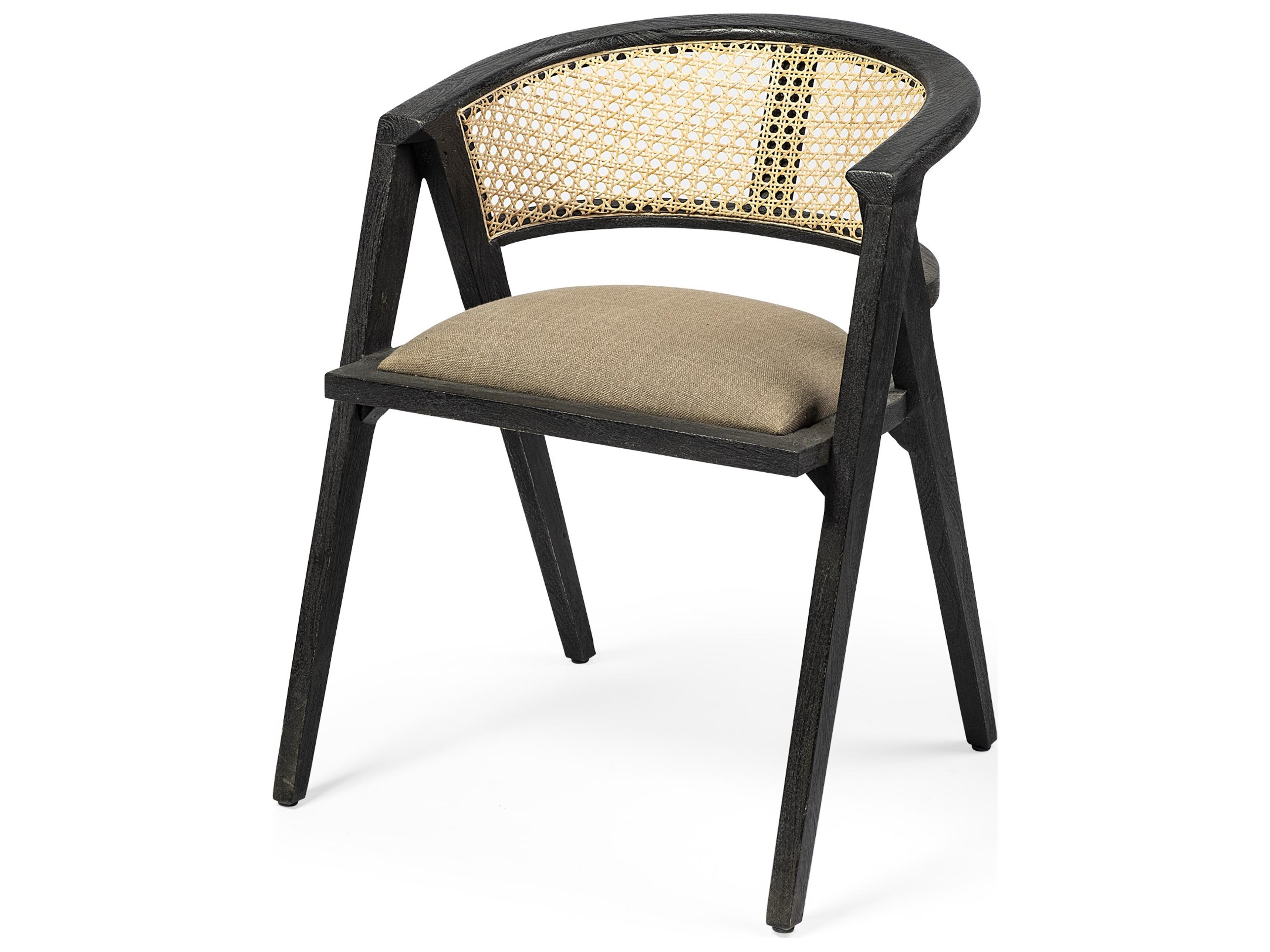Tabitha I Black Wooden Frame Linen Wrap Seat Dining Chair