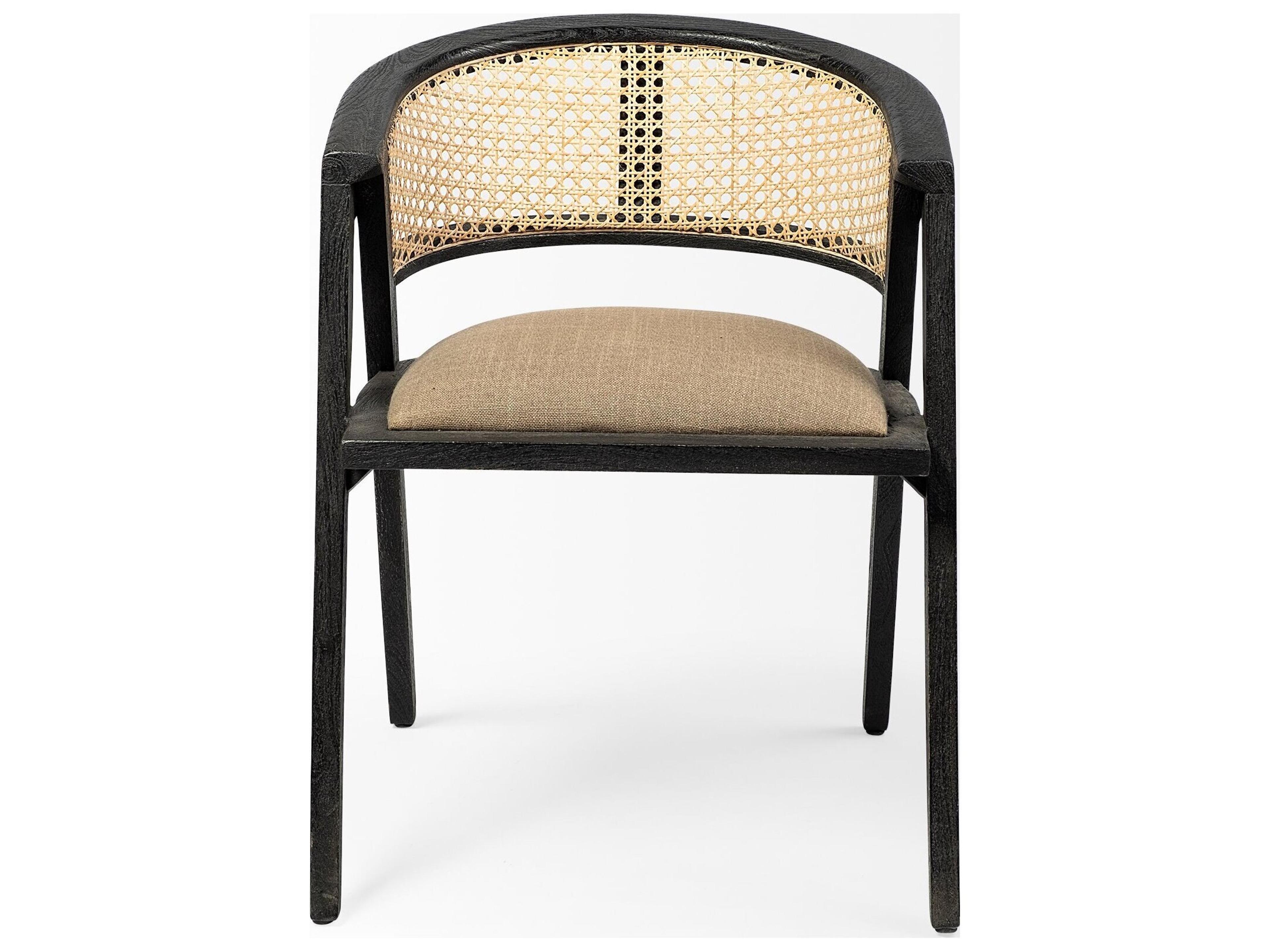 Mercana Tabitha I Black Wooden Frame Linen Wrap Seat Dining Chair