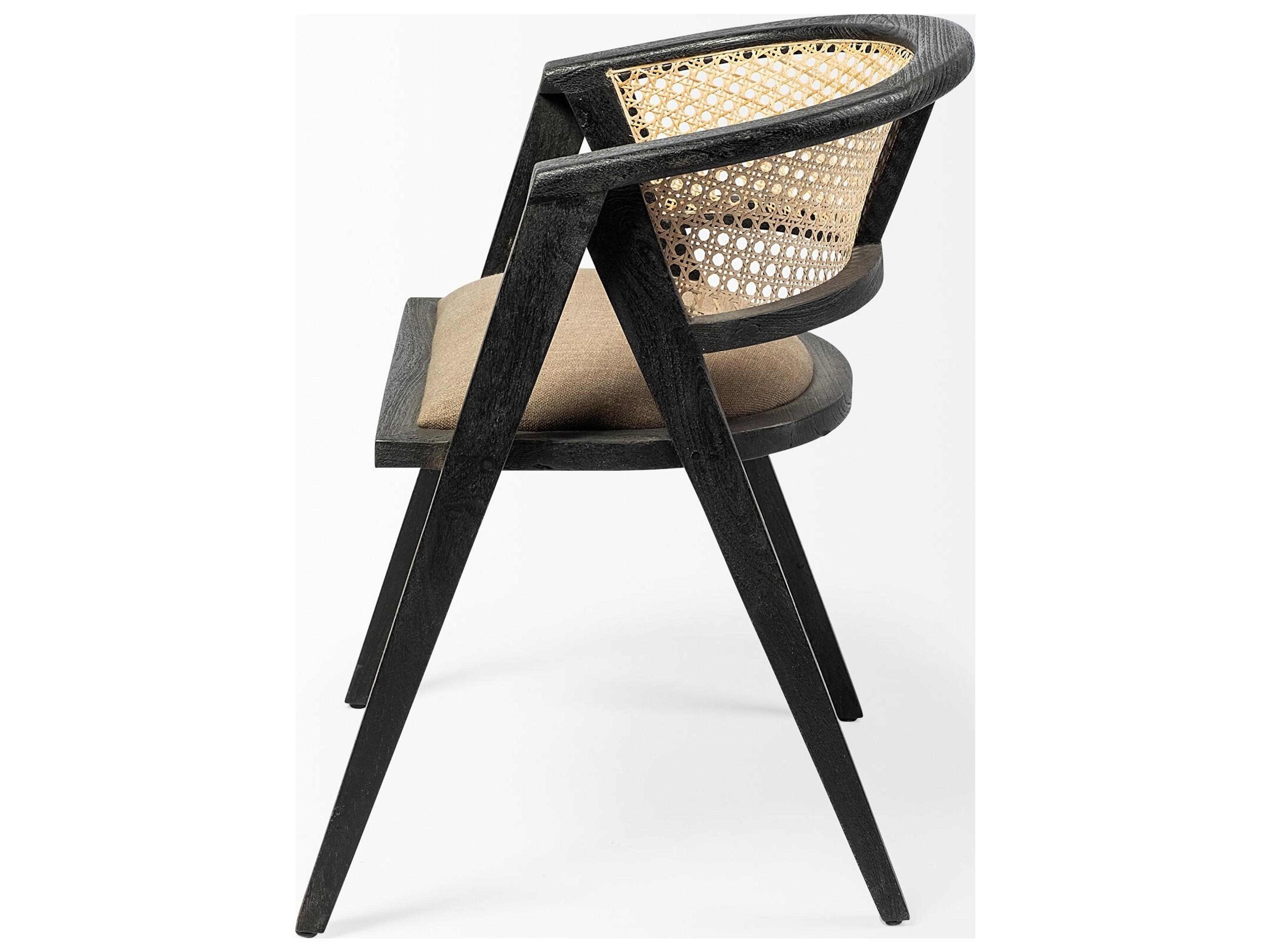 Mercana Tabitha I Black Wooden Frame Linen Wrap Seat Dining Chair
