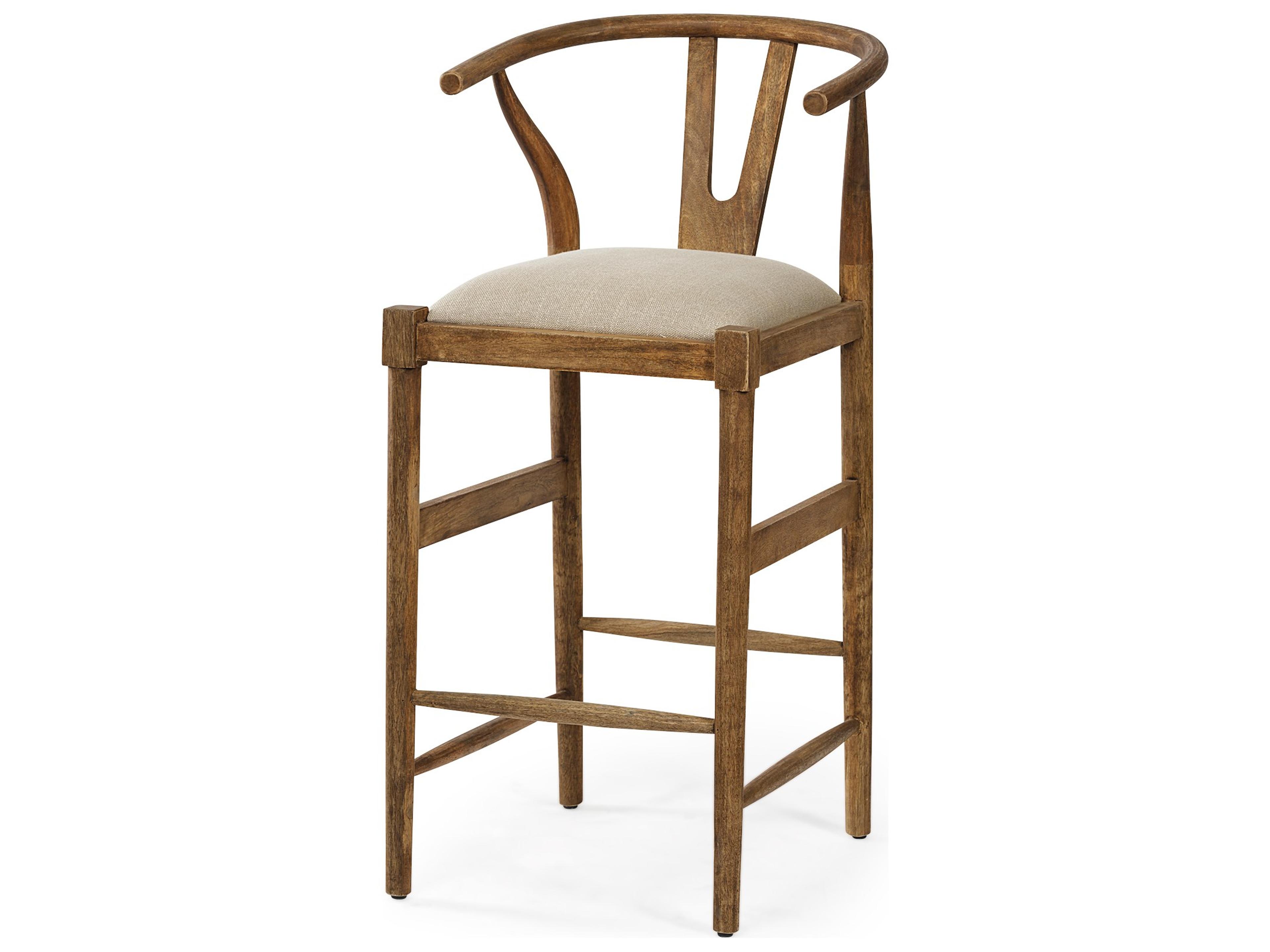 Trixie Cream Upholstered Seat Brown Wood Frame Bar Stool