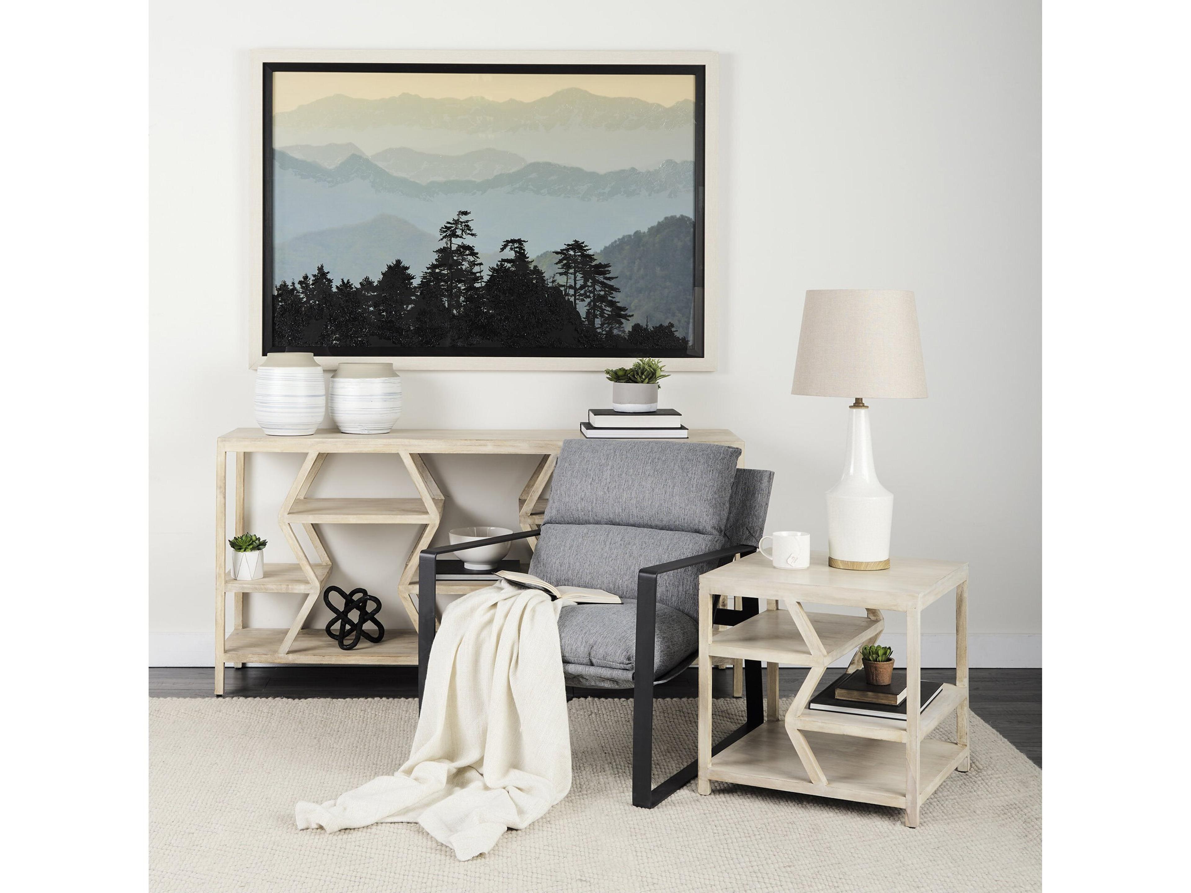 Mercana Dayton II 66L x 16W Natural Wooden Multi-Level Shelf Console Table