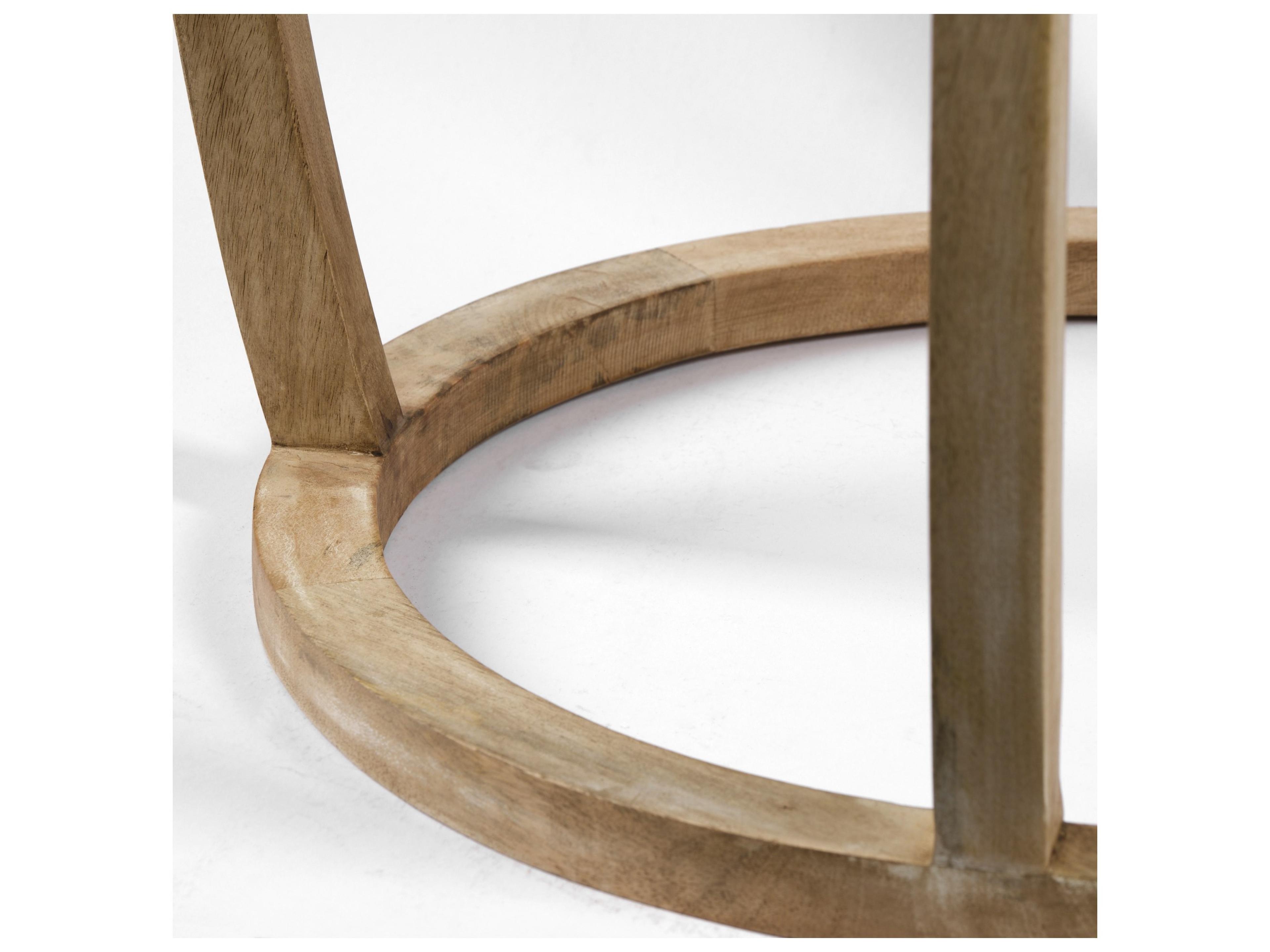 Mercana Hubbard I 22L x 22W Light Brown Wood Round Top W/Glass Accent Table