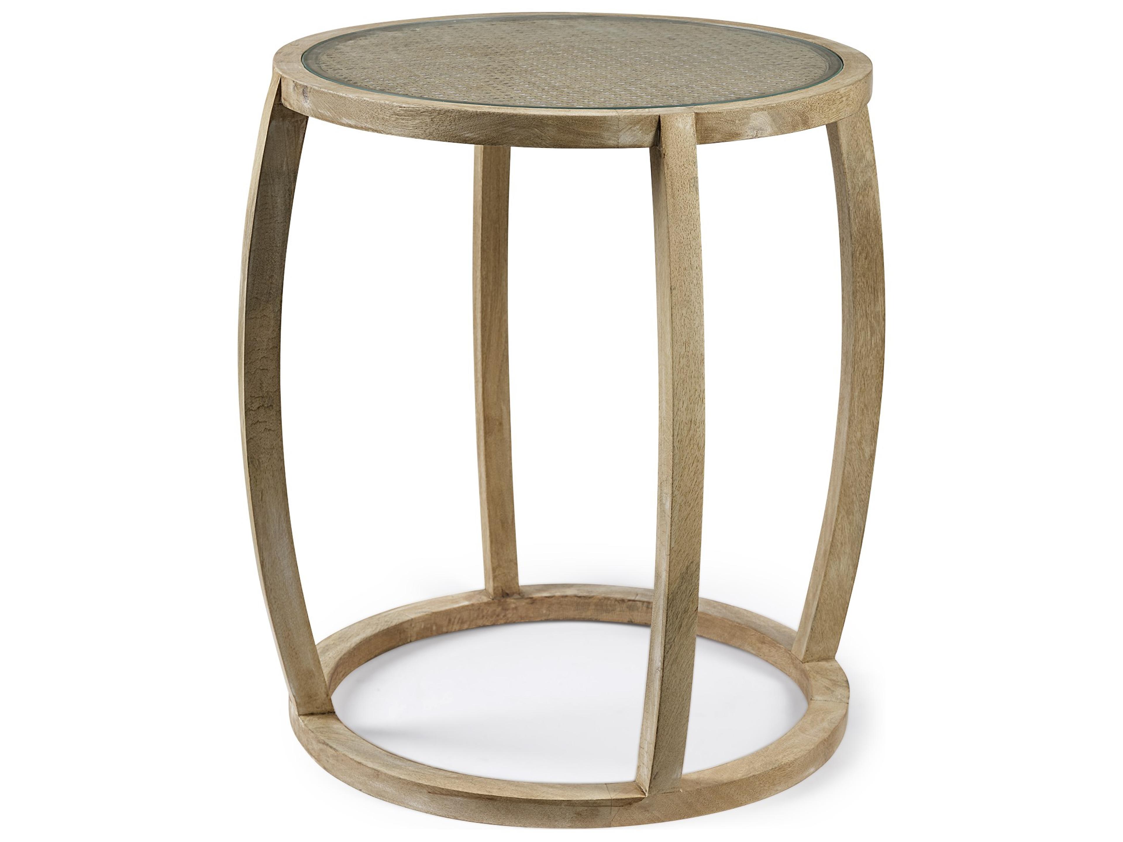 Mercana Hubbard I 22L x 22W Light Brown Wood Round Top W/Glass Accent Table