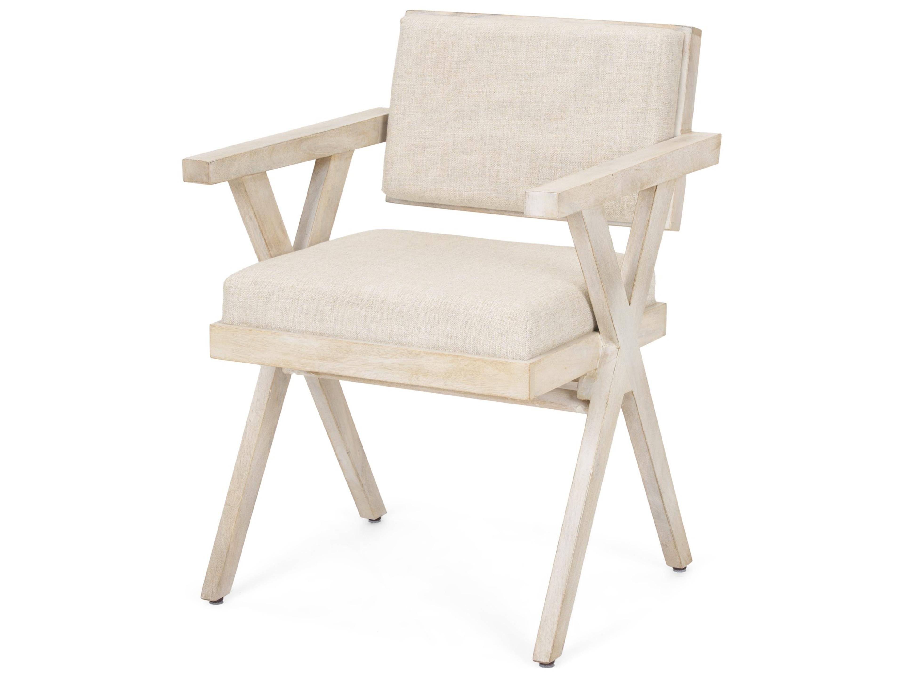 Topanga I Cream Fabric Wrap Blonde Wooden Frame Dining Chair