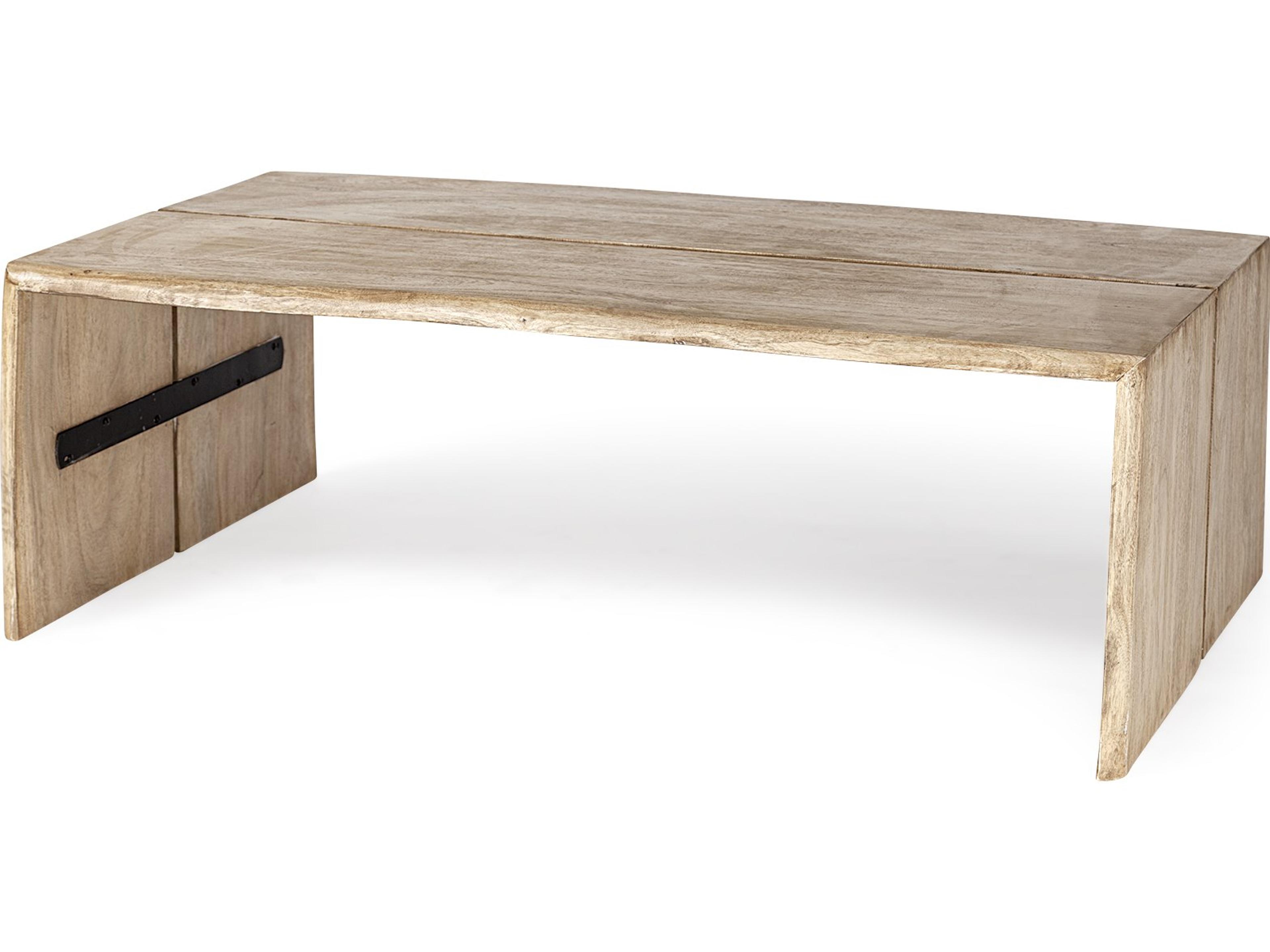 Mercana San Andreas 48x30.5 Rectangular Brown Solid Wood Top and Base Coffee Table