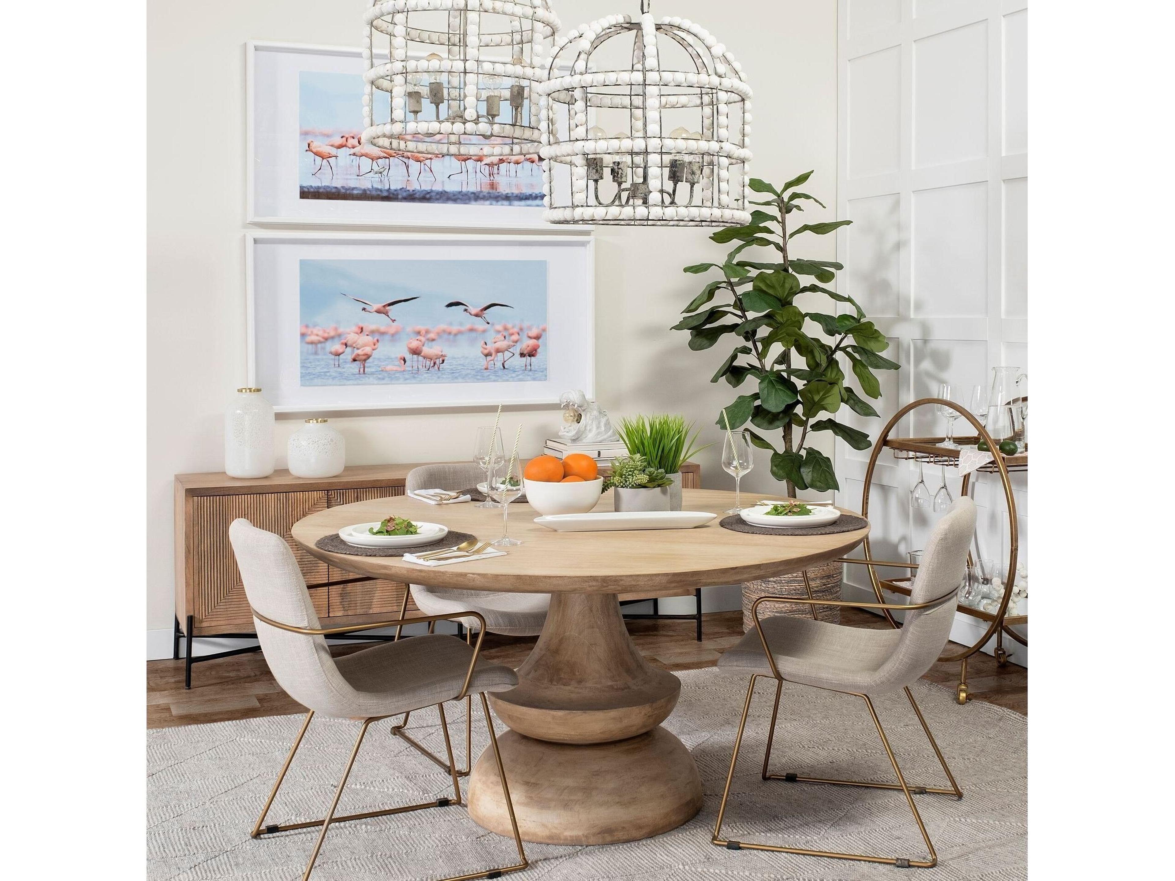 Mercana Crossman 60" Round Blonde Solid Wood & Base Dining Table