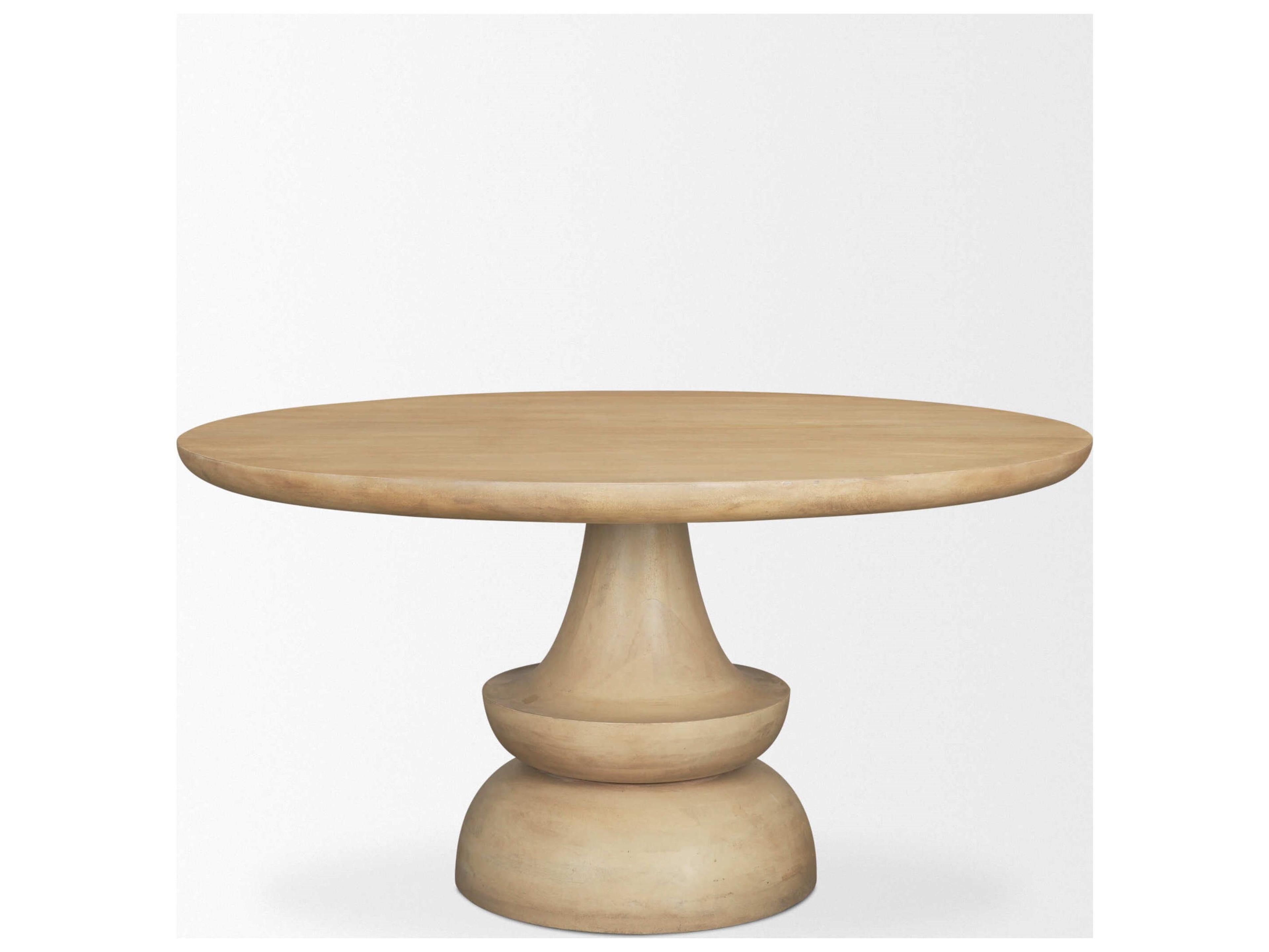 Mercana Crossman 60" Round Blonde Solid Wood & Base Dining Table