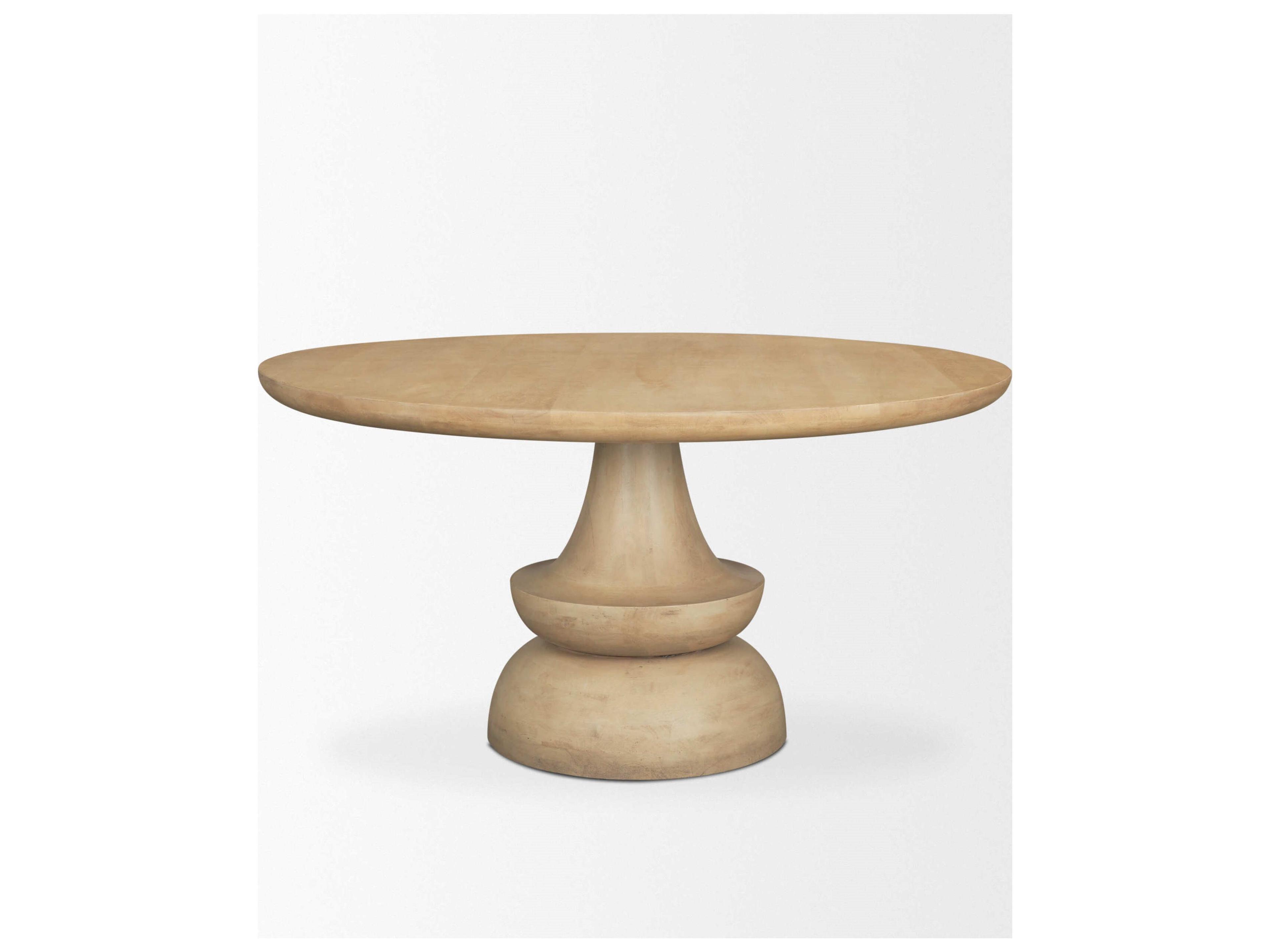 Mercana Crossman 60" Round Blonde Solid Wood & Base Dining Table