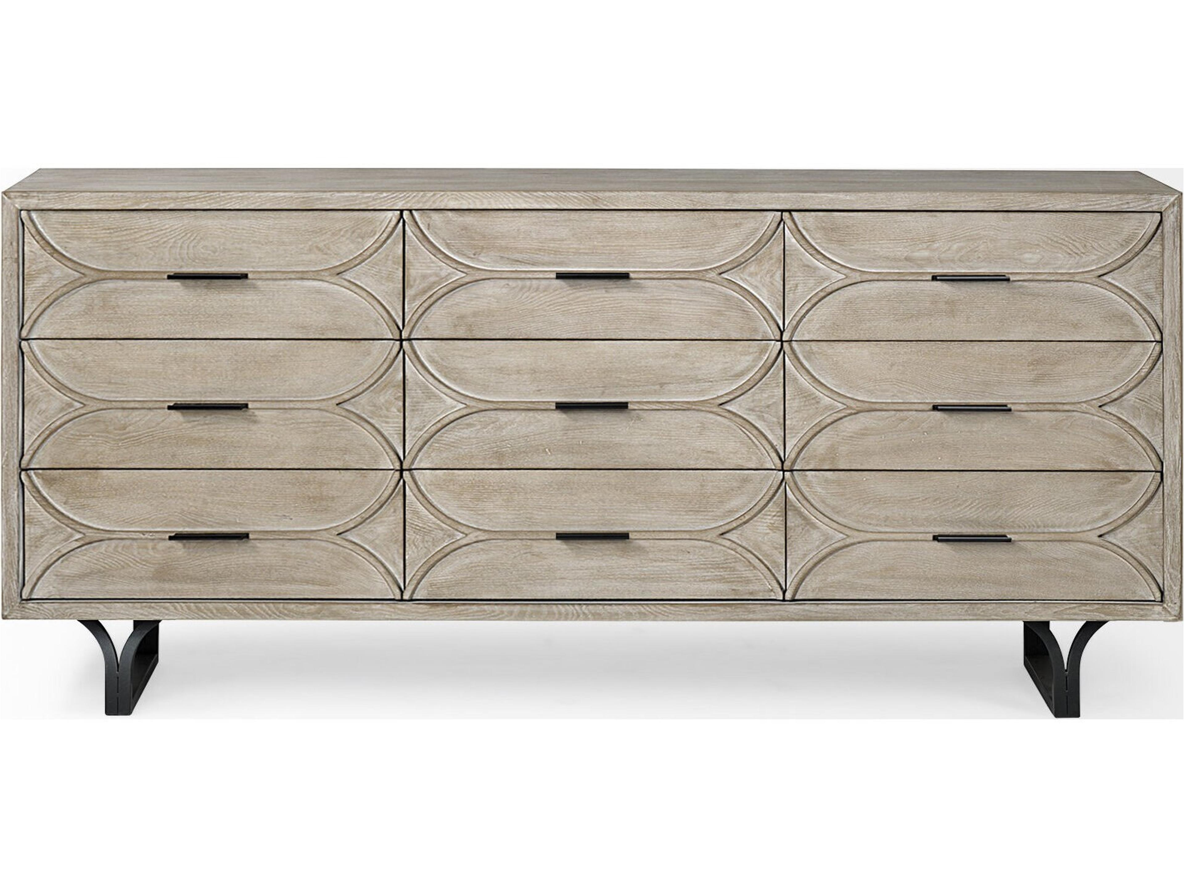 Mercana Giselle II Brown Fir Veneer W/Black Metal Leg 9 Drawer Sideboard