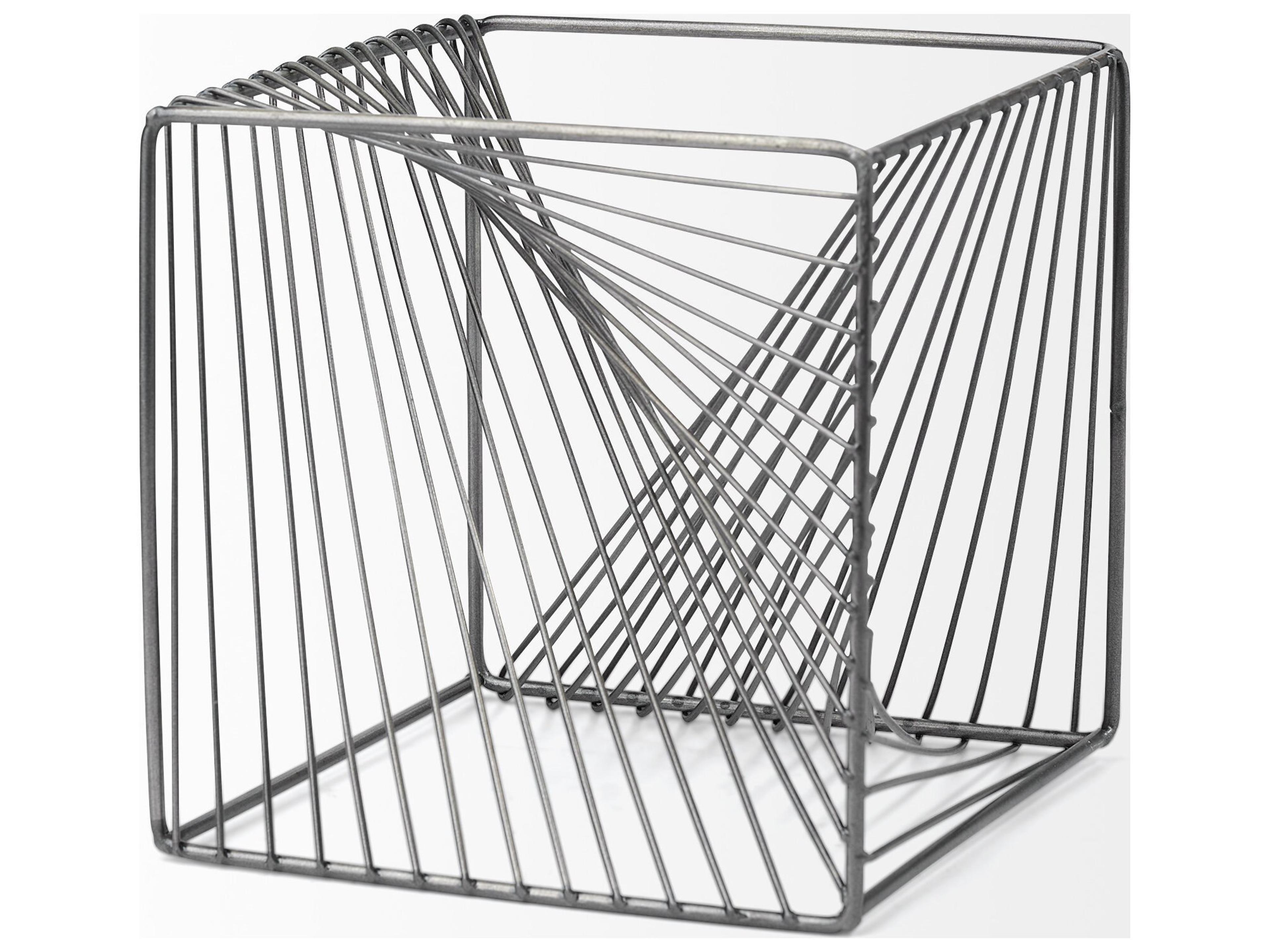 Mercana Rochon 8L x 8W Gray Metal Decorative Cube