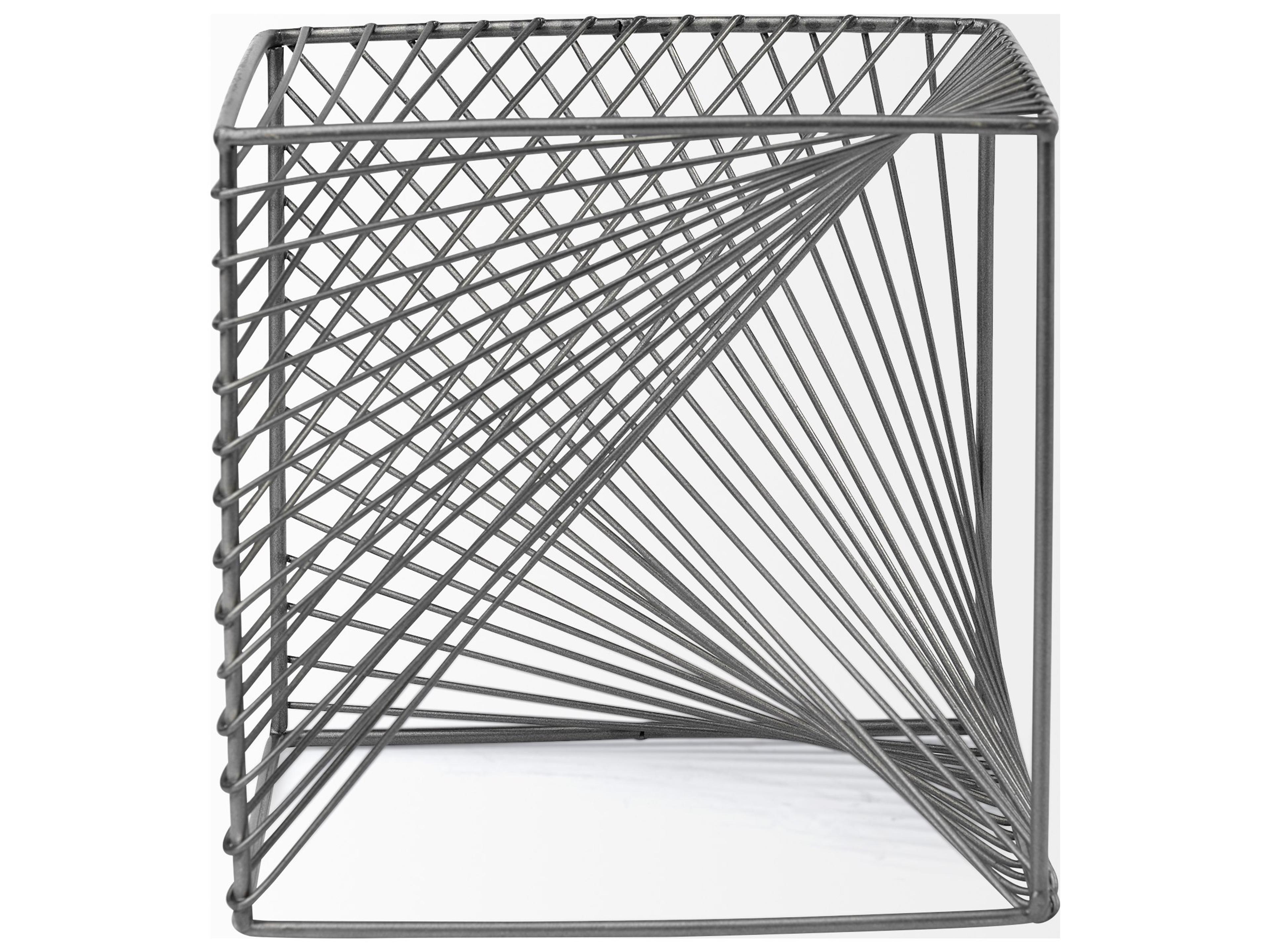 Mercana Rochon 8L x 8W Gray Metal Decorative Cube