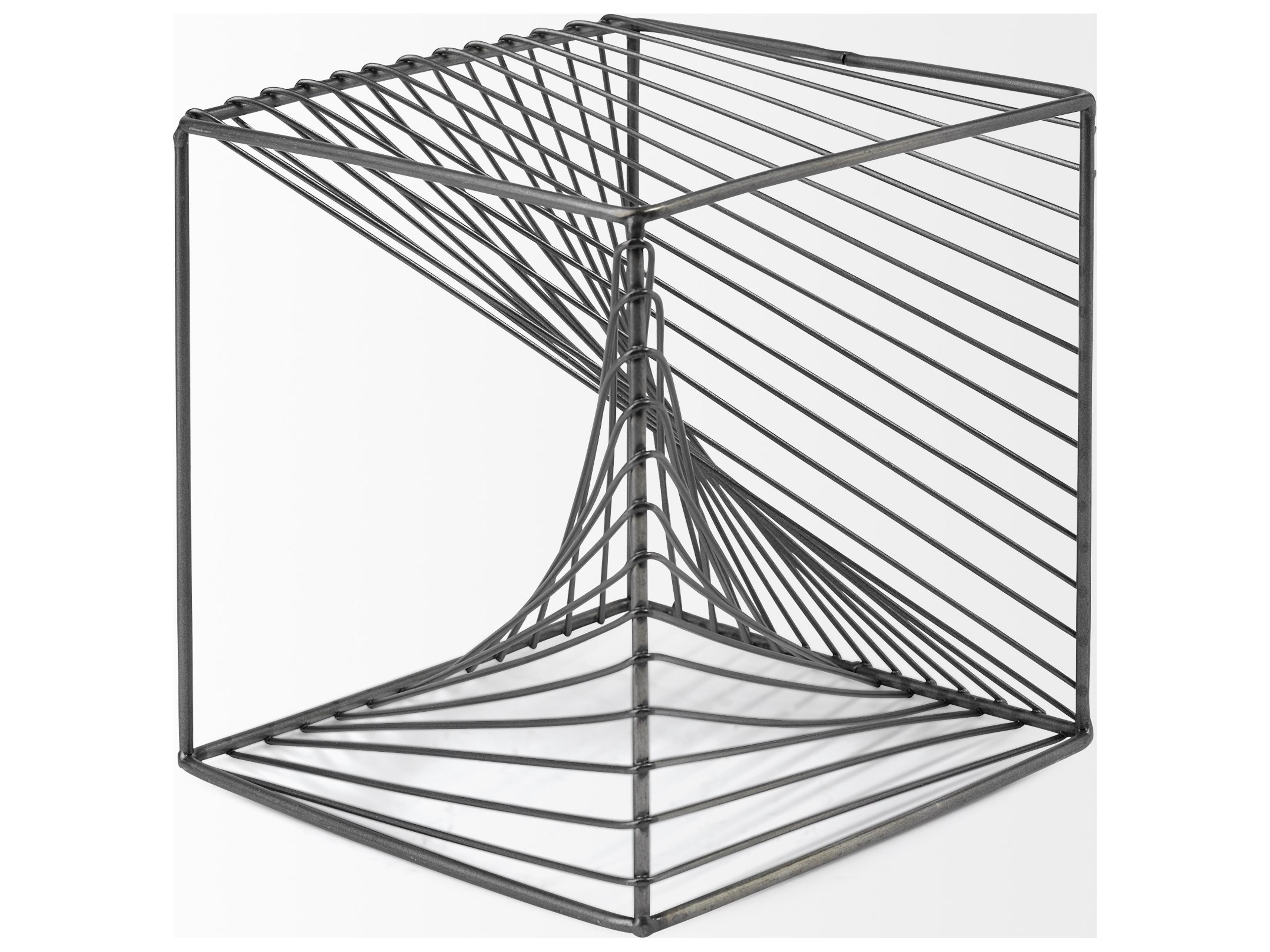 Mercana Rochon 8L x 8W Gray Metal Decorative Cube