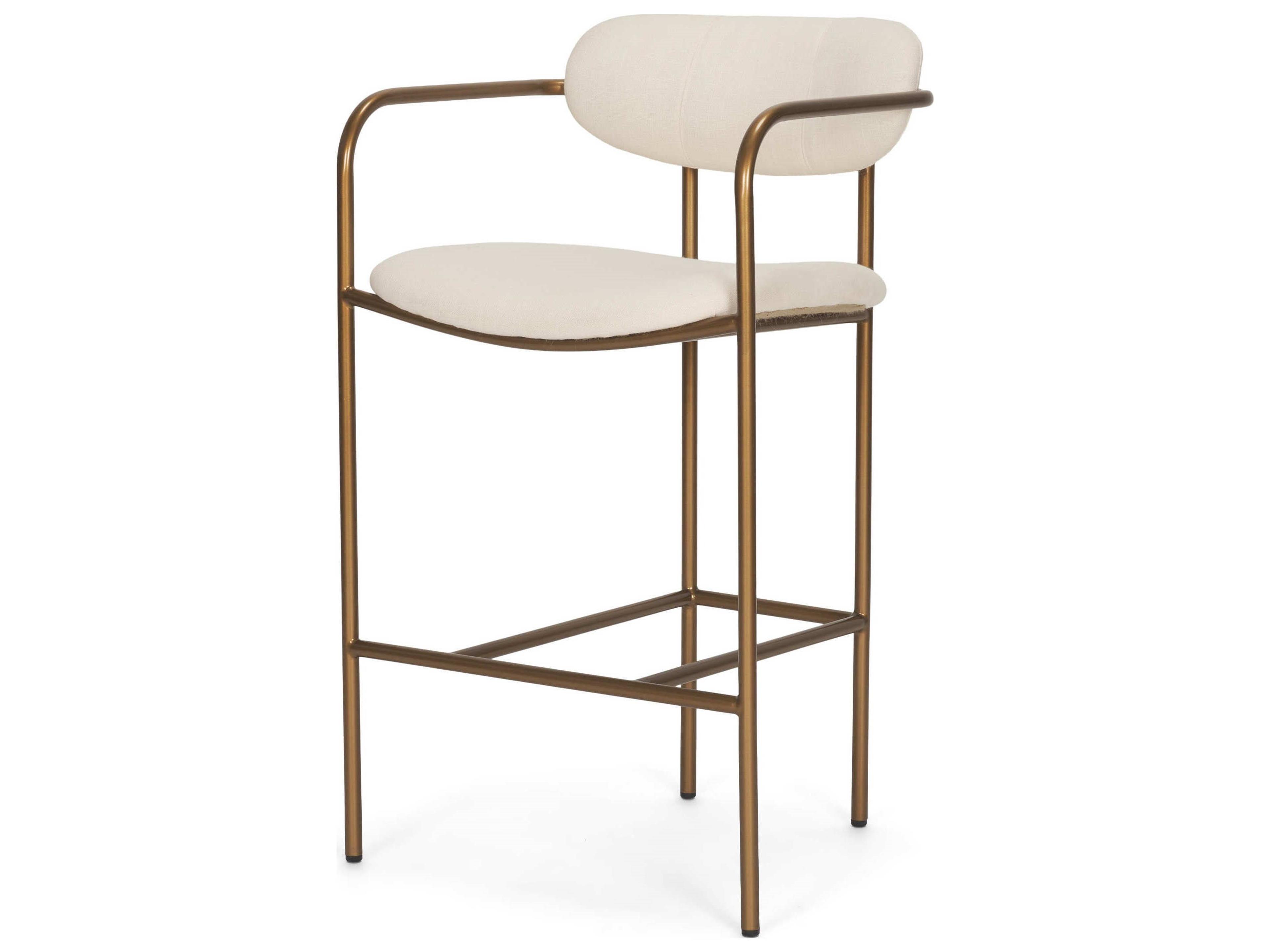 Parker Cream Fabric Seat Gold Metal Counter Stool