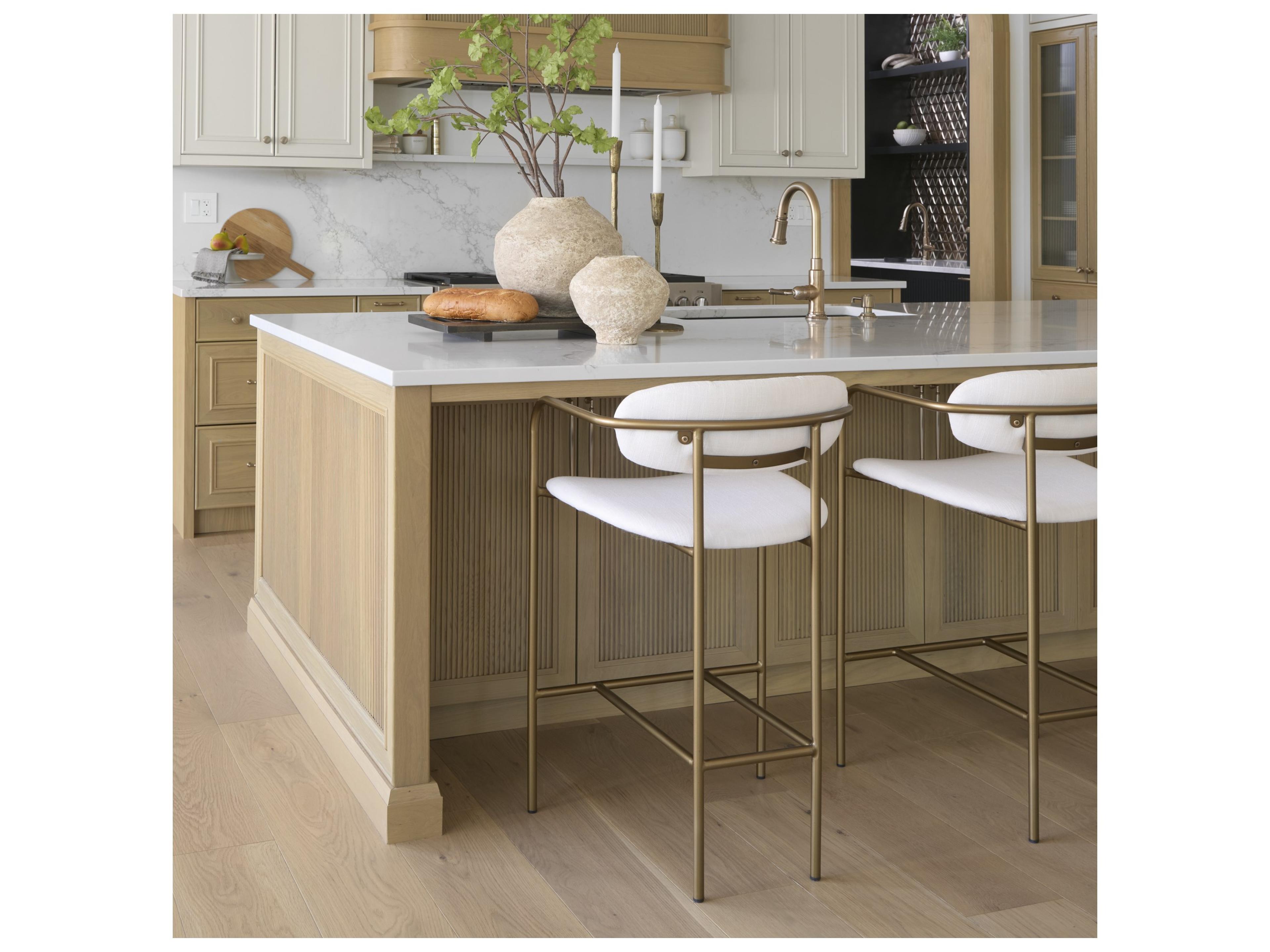 Mercana Parker Cream Fabric Seat Gold Metal Counter Stool