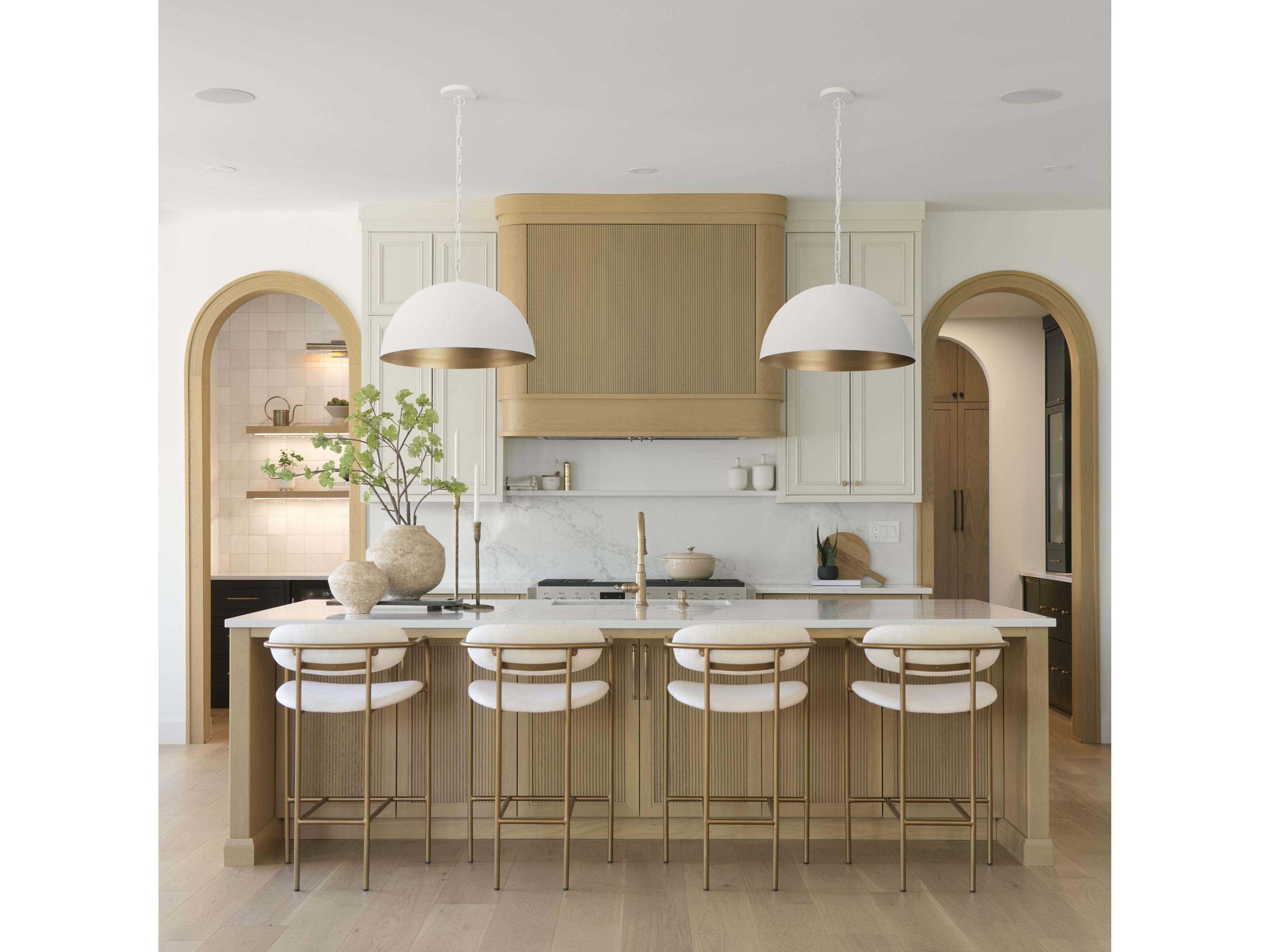 Mercana Parker Cream Fabric Seat Gold Metal Counter Stool