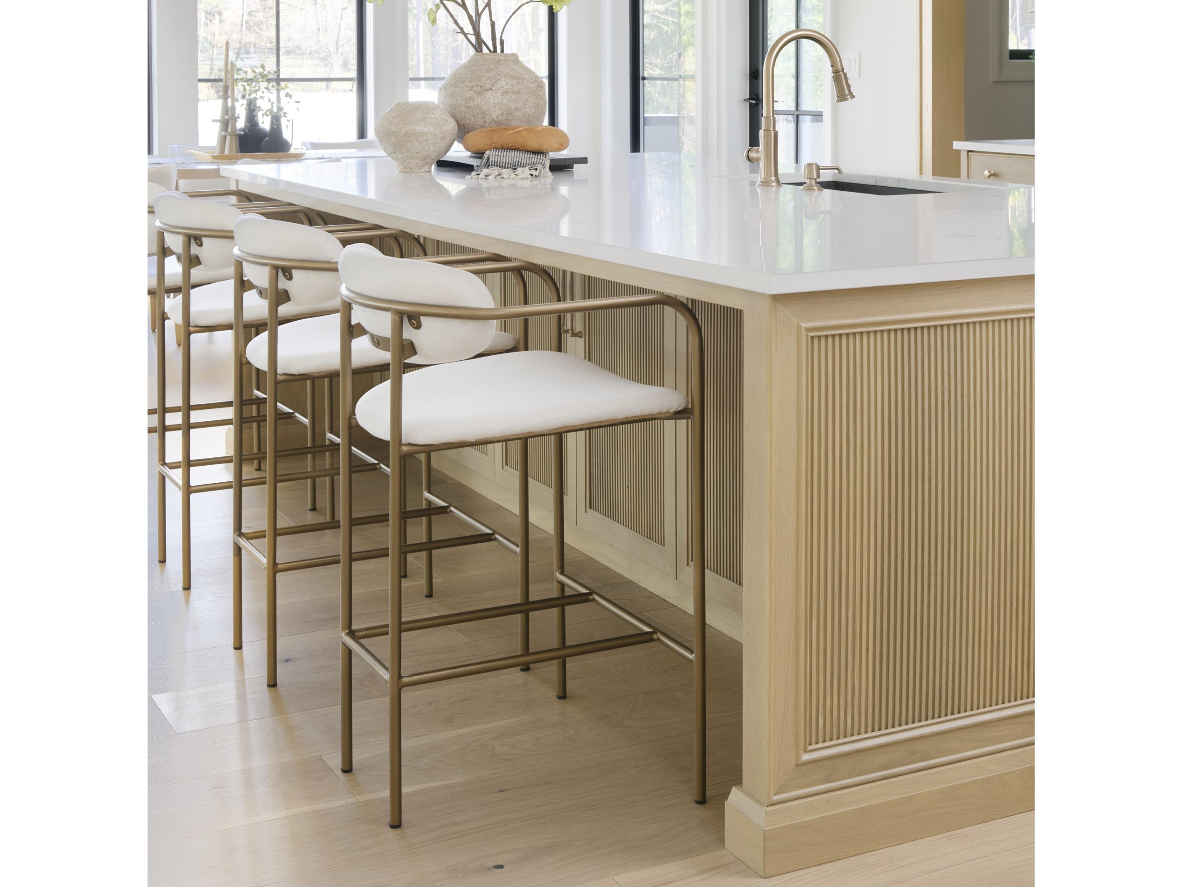 Mercana Parker Cream Fabric Seat Gold Metal Counter Stool