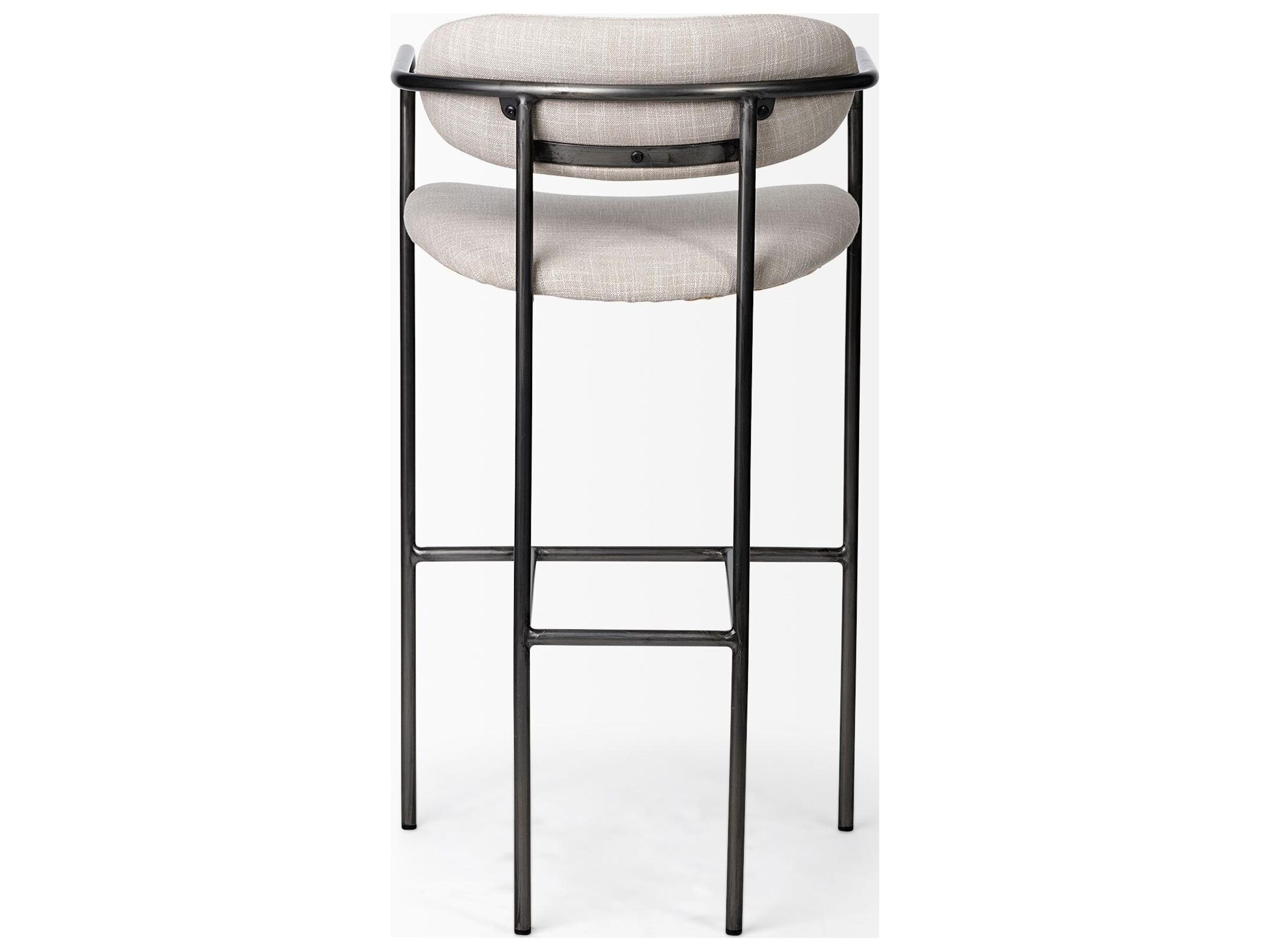 Mercana Parker 30" Seat Height Beige Fabric Seat Gun Metal Grey Metal Bar Stool
