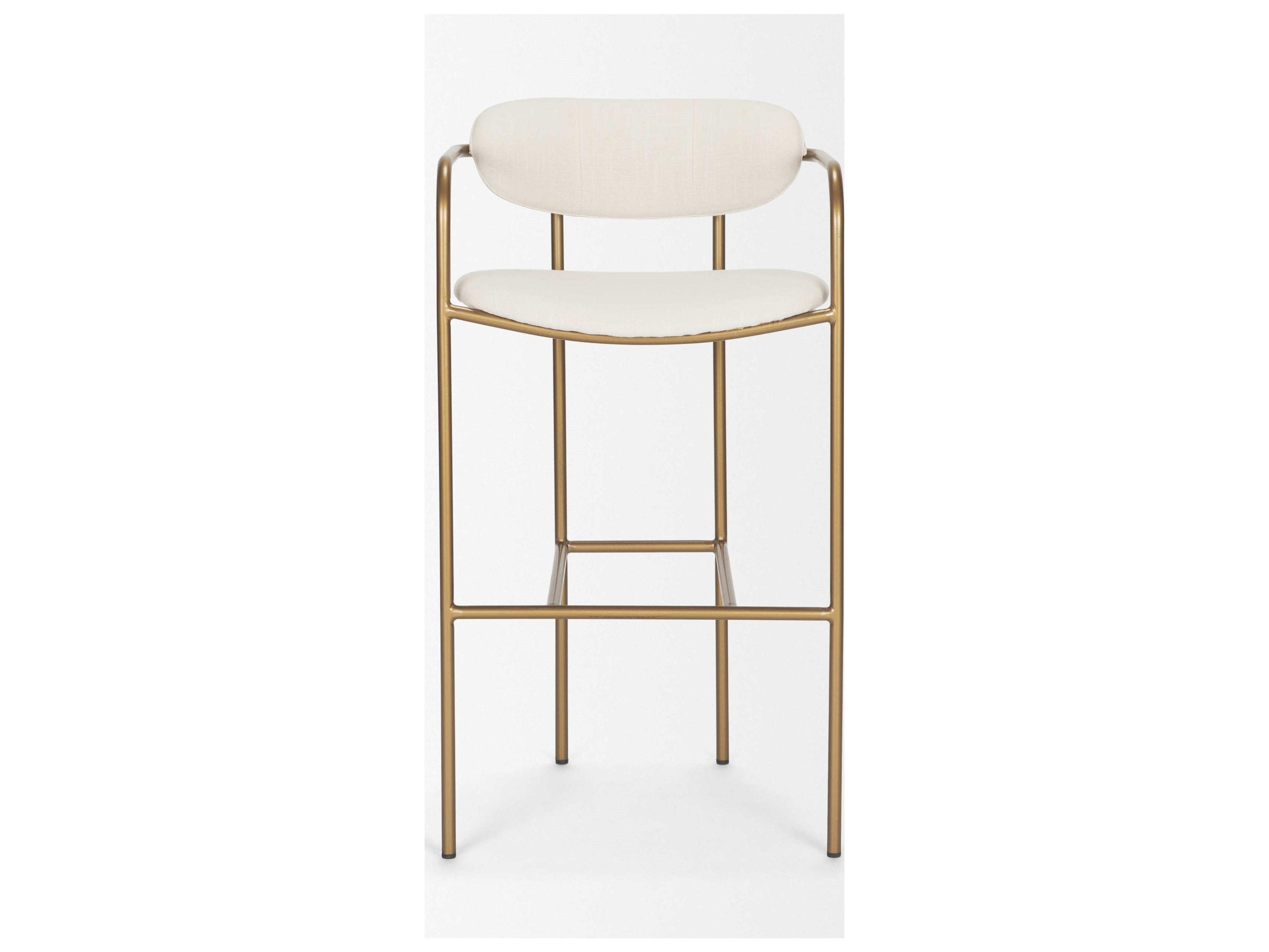 Mercana Parker 30" Seat Height Cream Fabric Seat Gold Metal Bar Stool