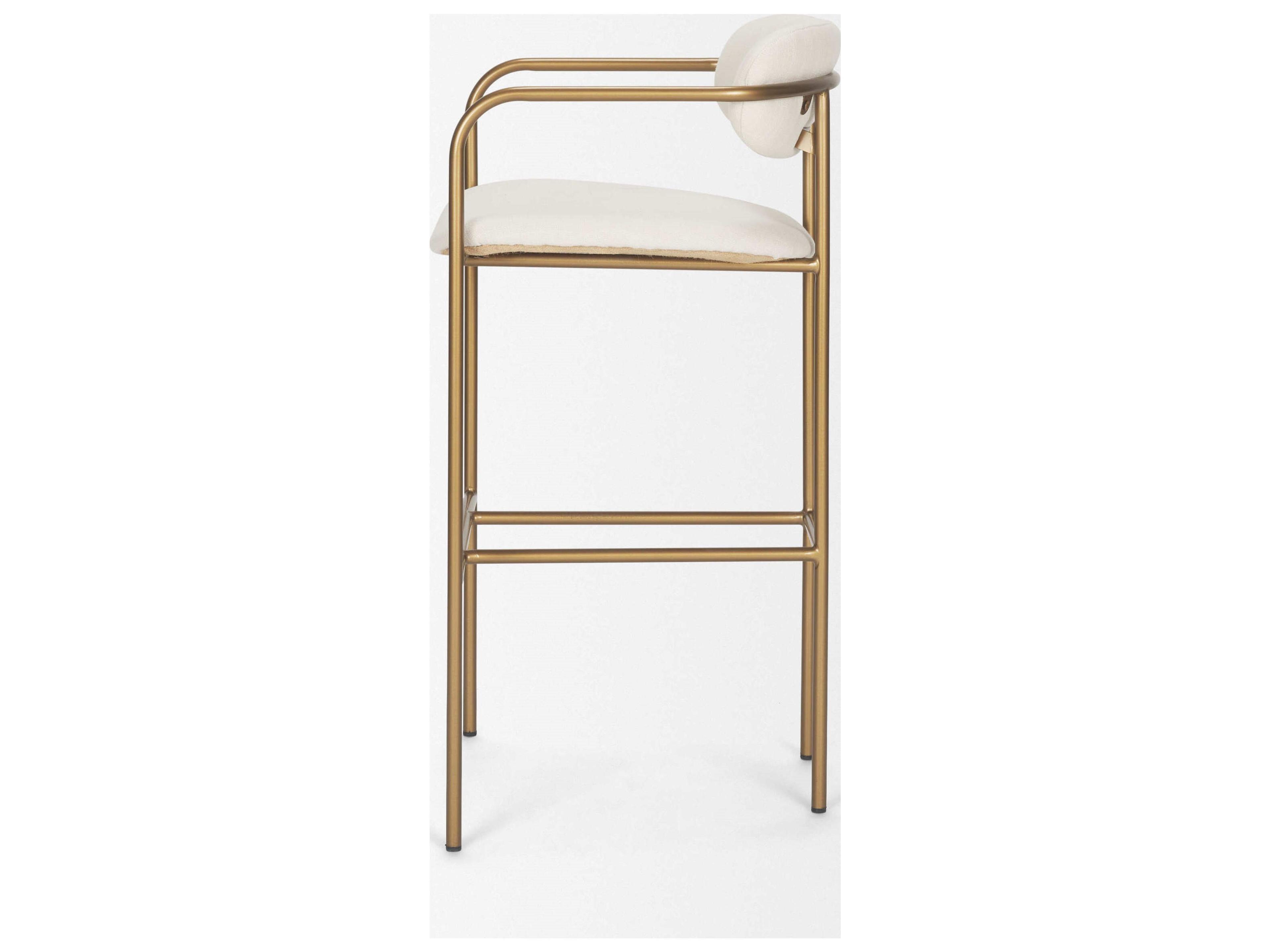 Mercana Parker 30" Seat Height Cream Fabric Seat Gold Metal Bar Stool