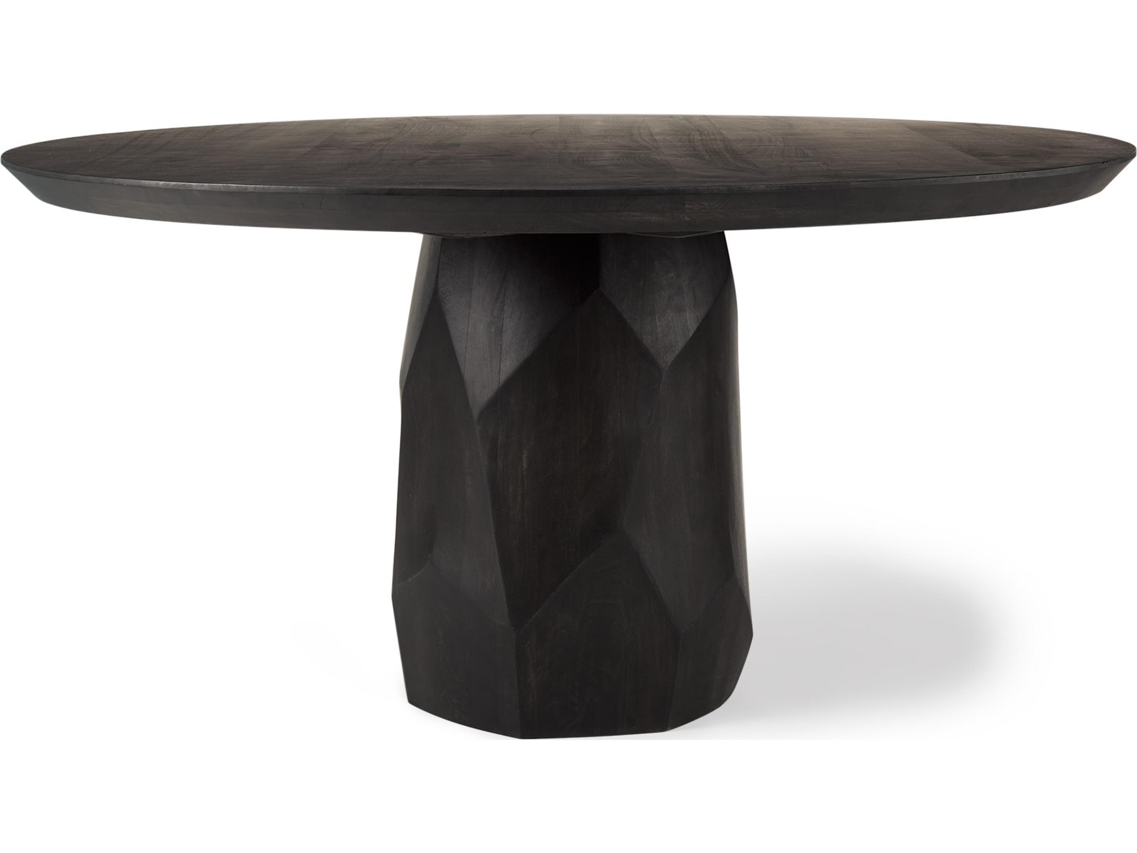 Fitzgerald 60" Round Brown Solid Wood Top & Base Dining Table