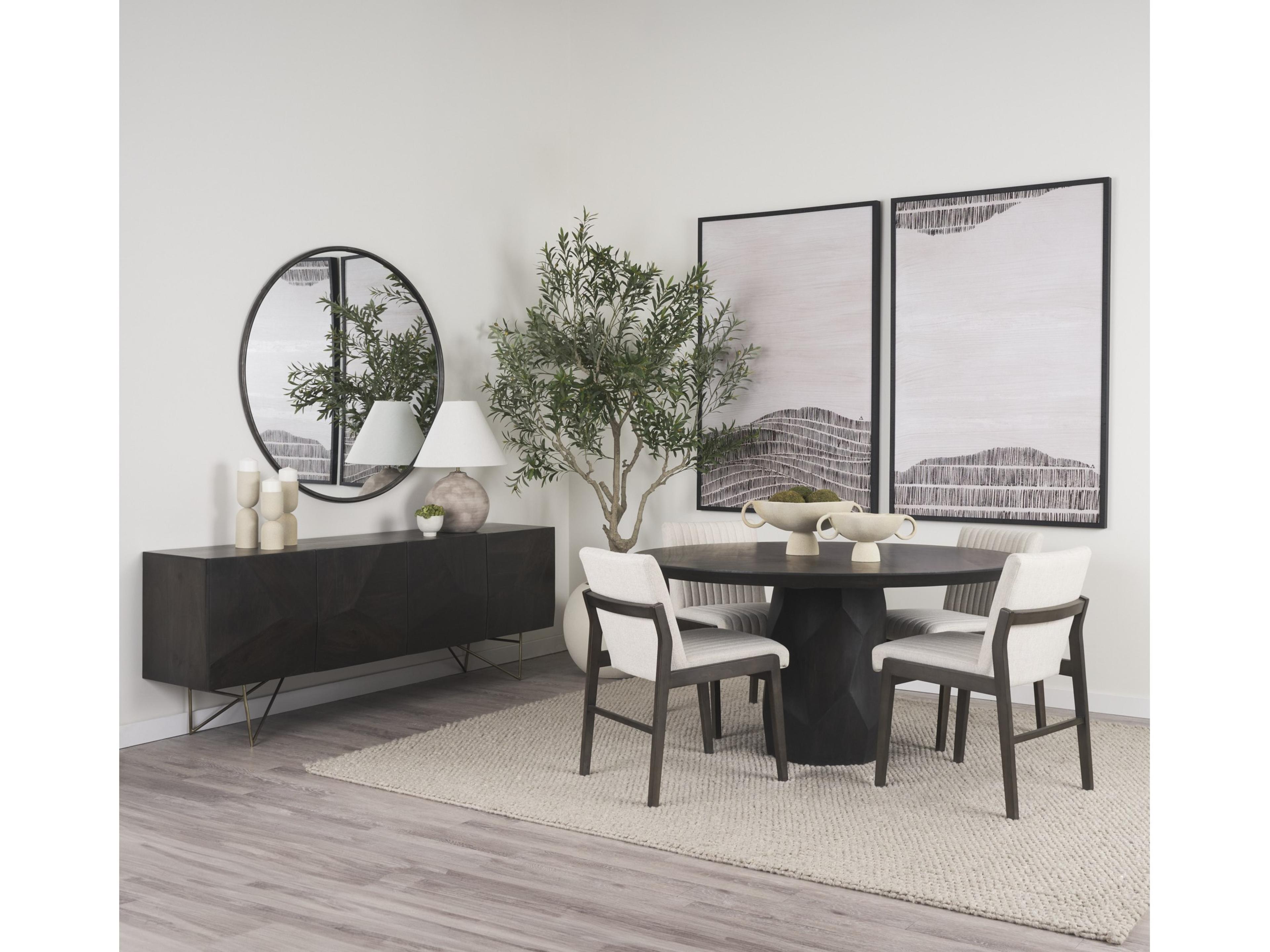 Mercana Fitzgerald 60" Round Brown Solid Wood Top & Base Dining Table