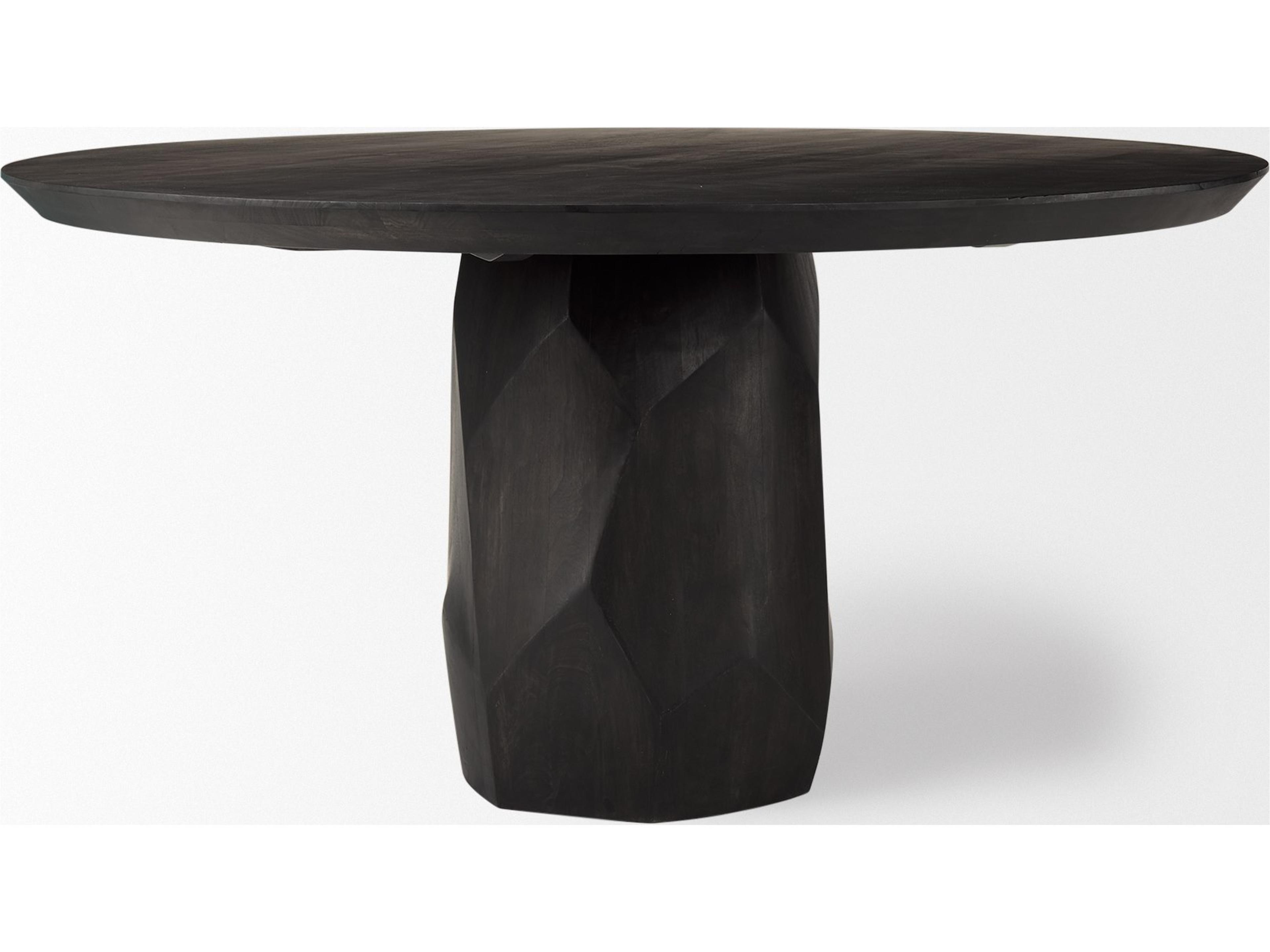 Mercana Fitzgerald 60" Round Brown Solid Wood Top & Base Dining Table