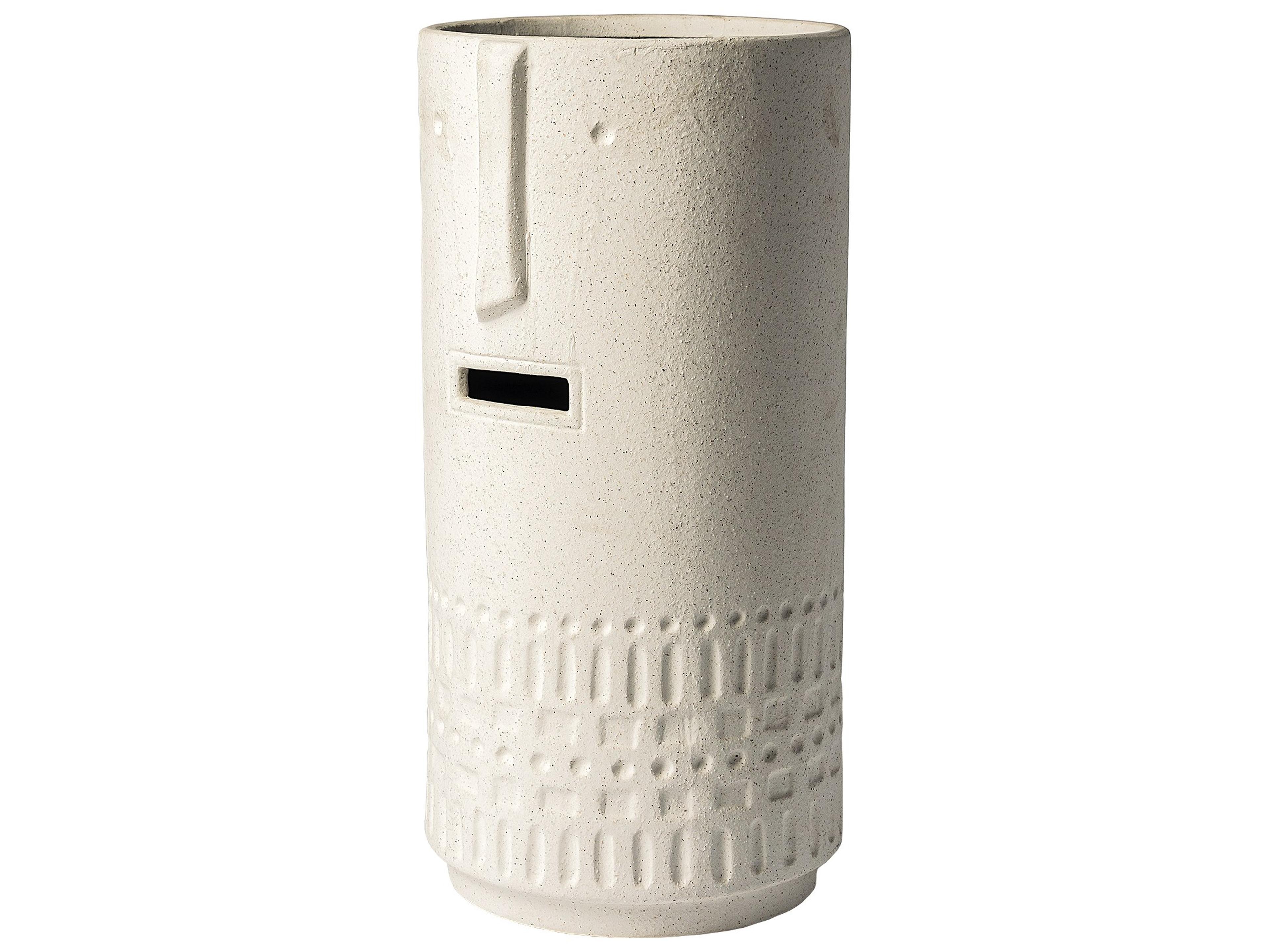 Jacob II Tall White Ceramic Smiling Face Vase