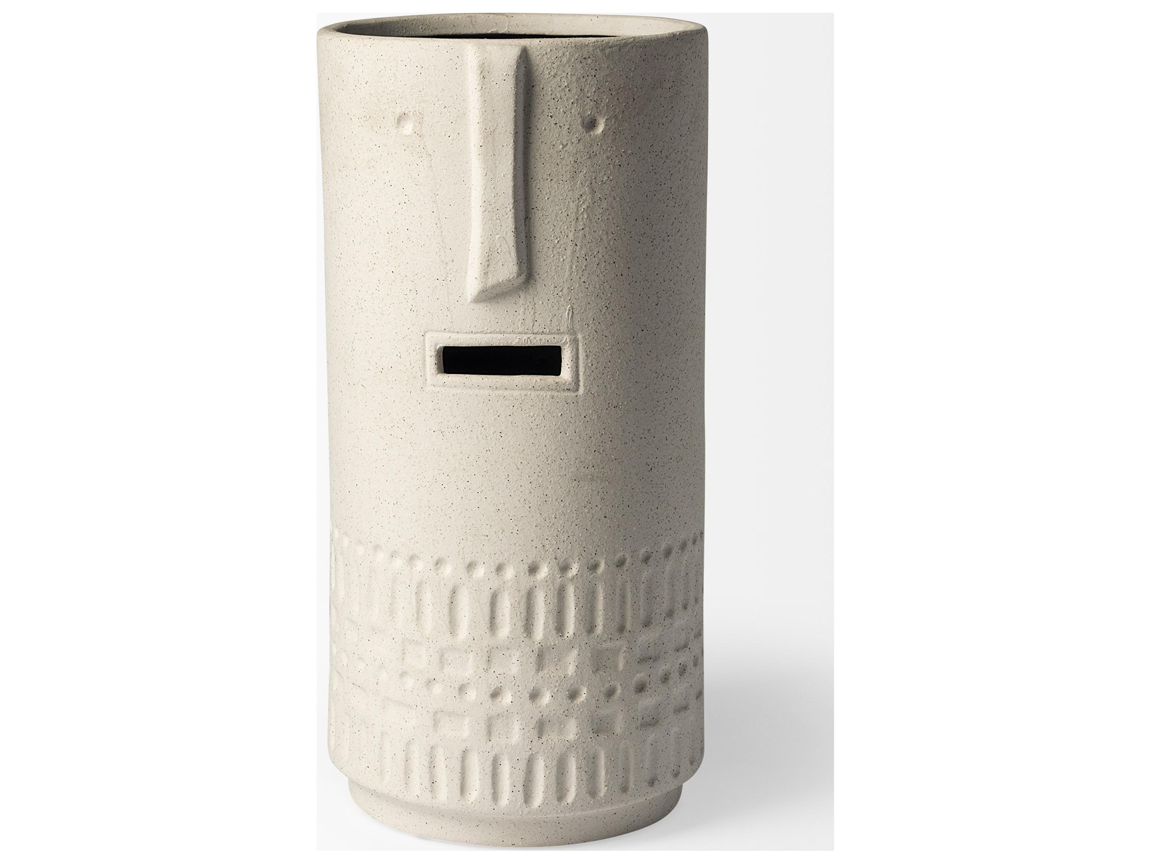 Mercana Jacob II Tall White Ceramic Smiling Face Vase