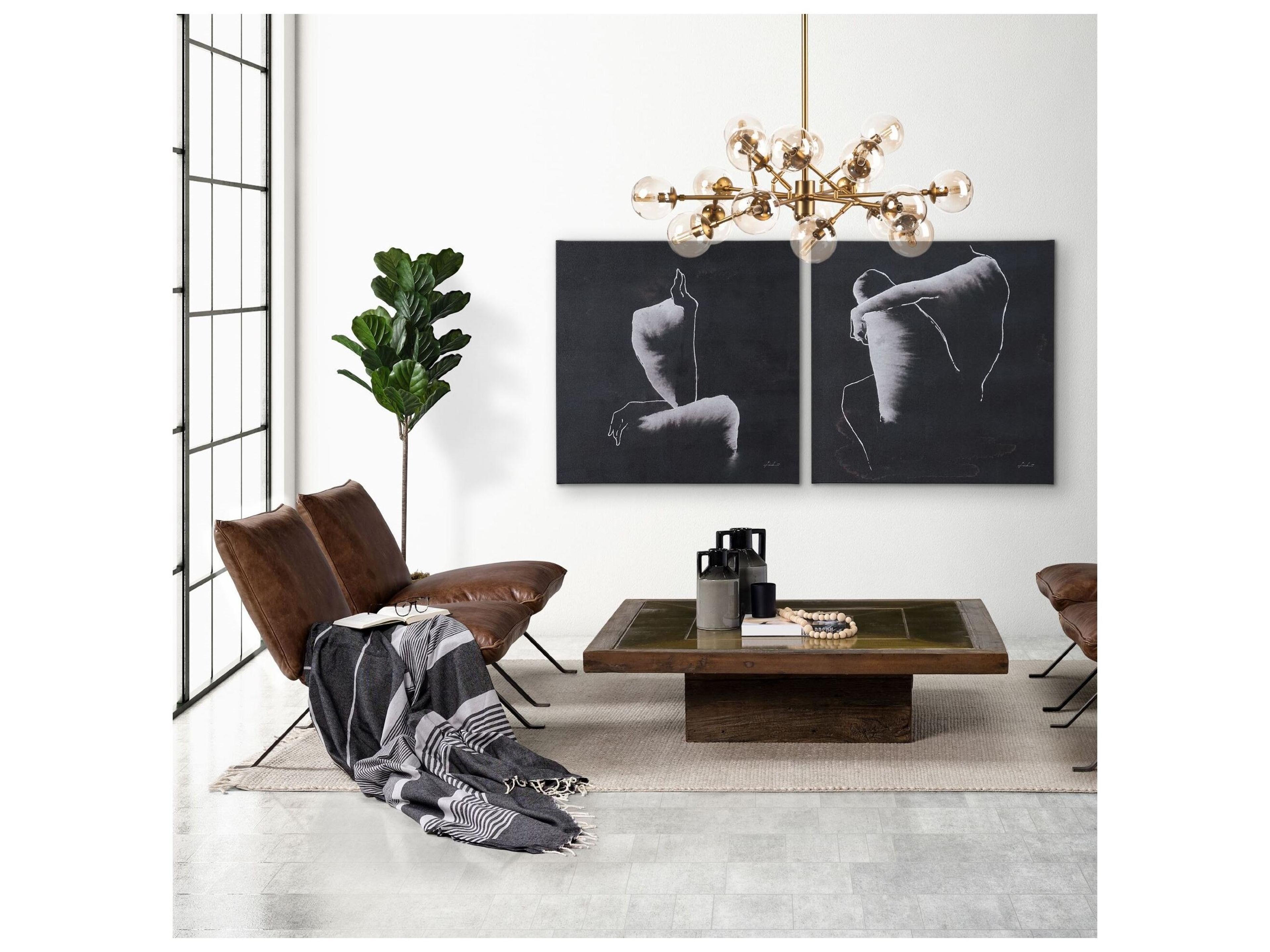 Mercana Flavelle I Brown Leather Cushion Seat and Solid Iron Base Accent Chair