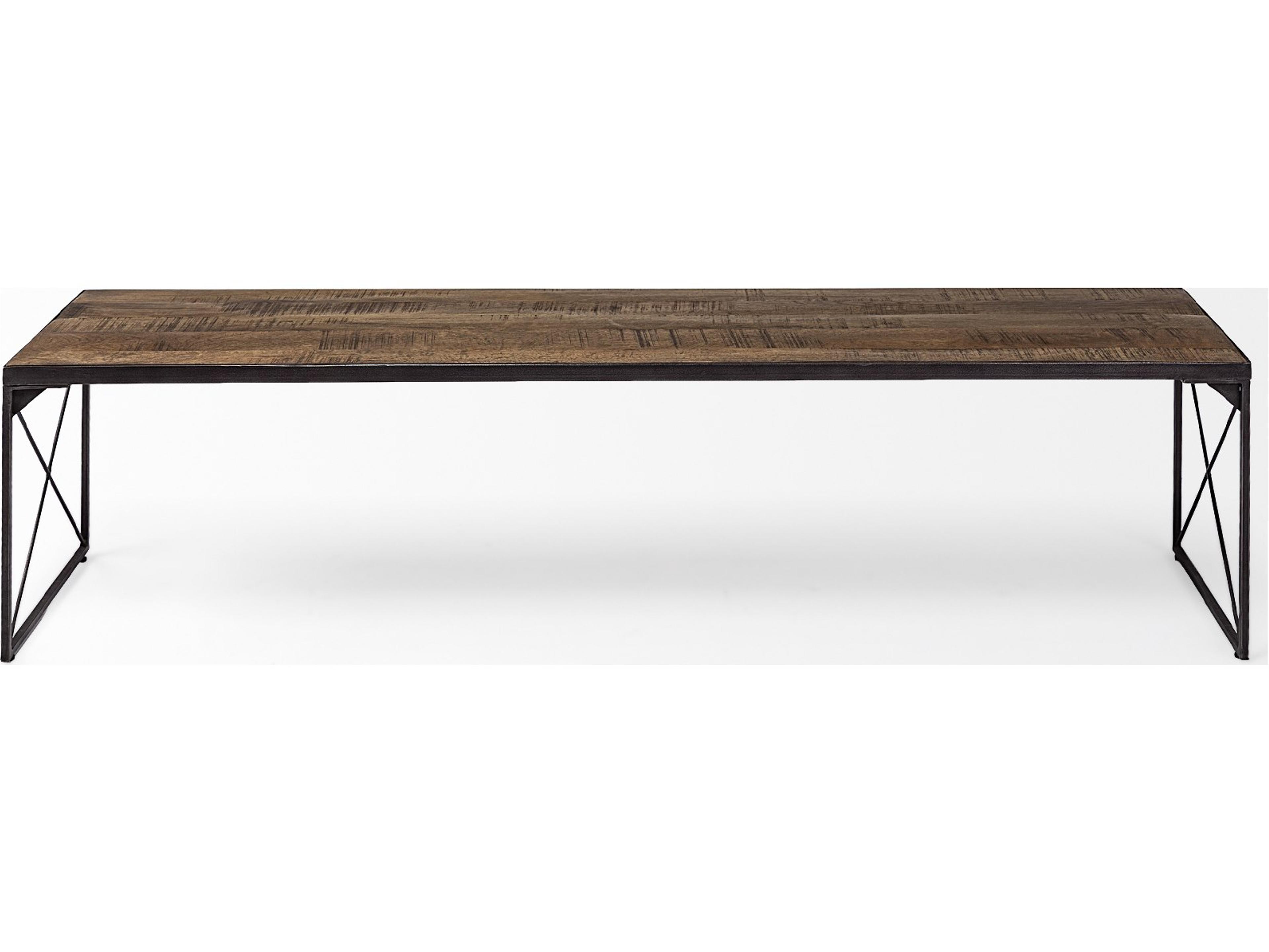 Mercana Trestman III 66L x 18W Brown Wood Top W/Black Iron Base Accent Bench